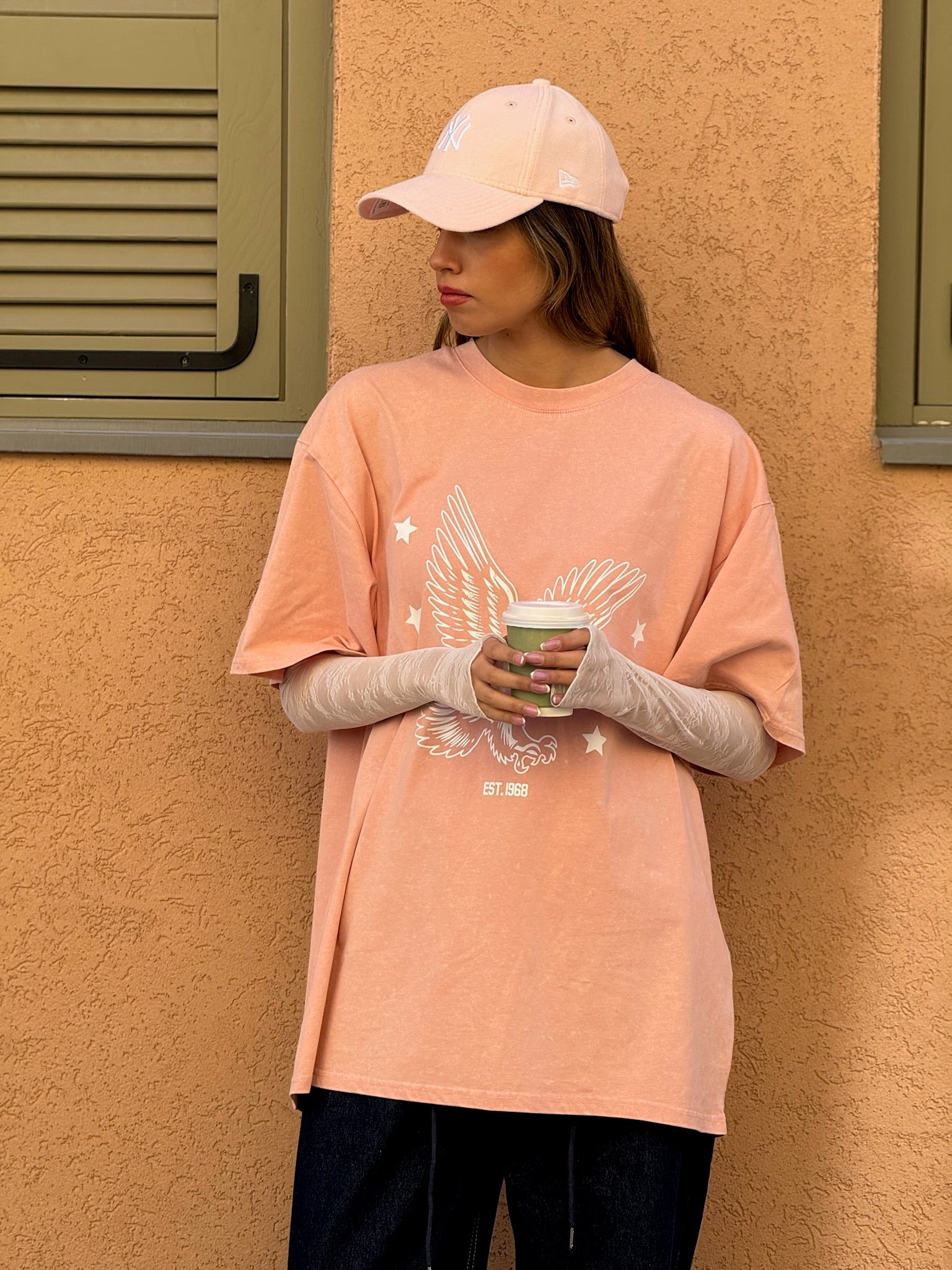 חולצת טיאה אפרסק אוברסייז