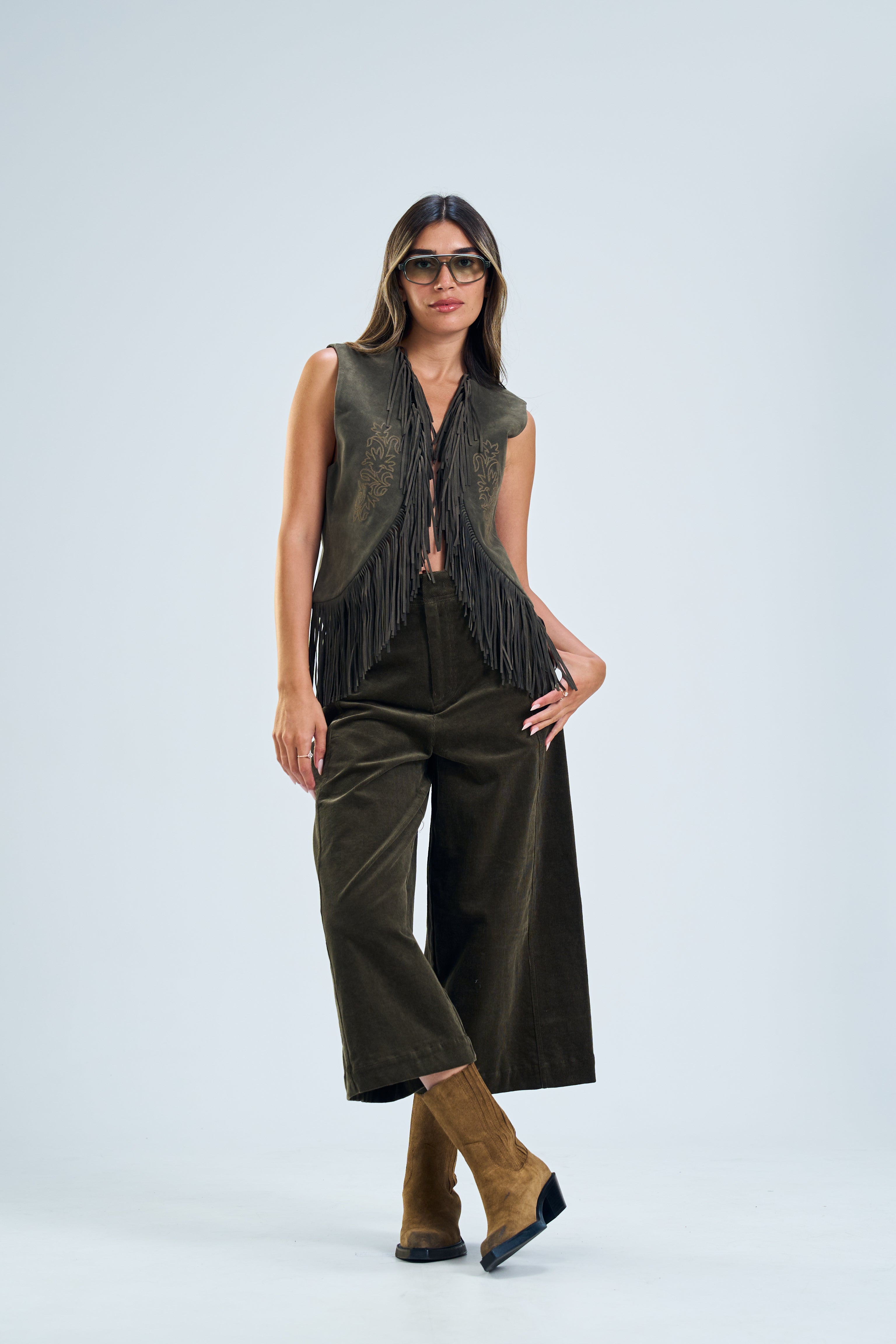 וסט ג׳יזל אפור זית