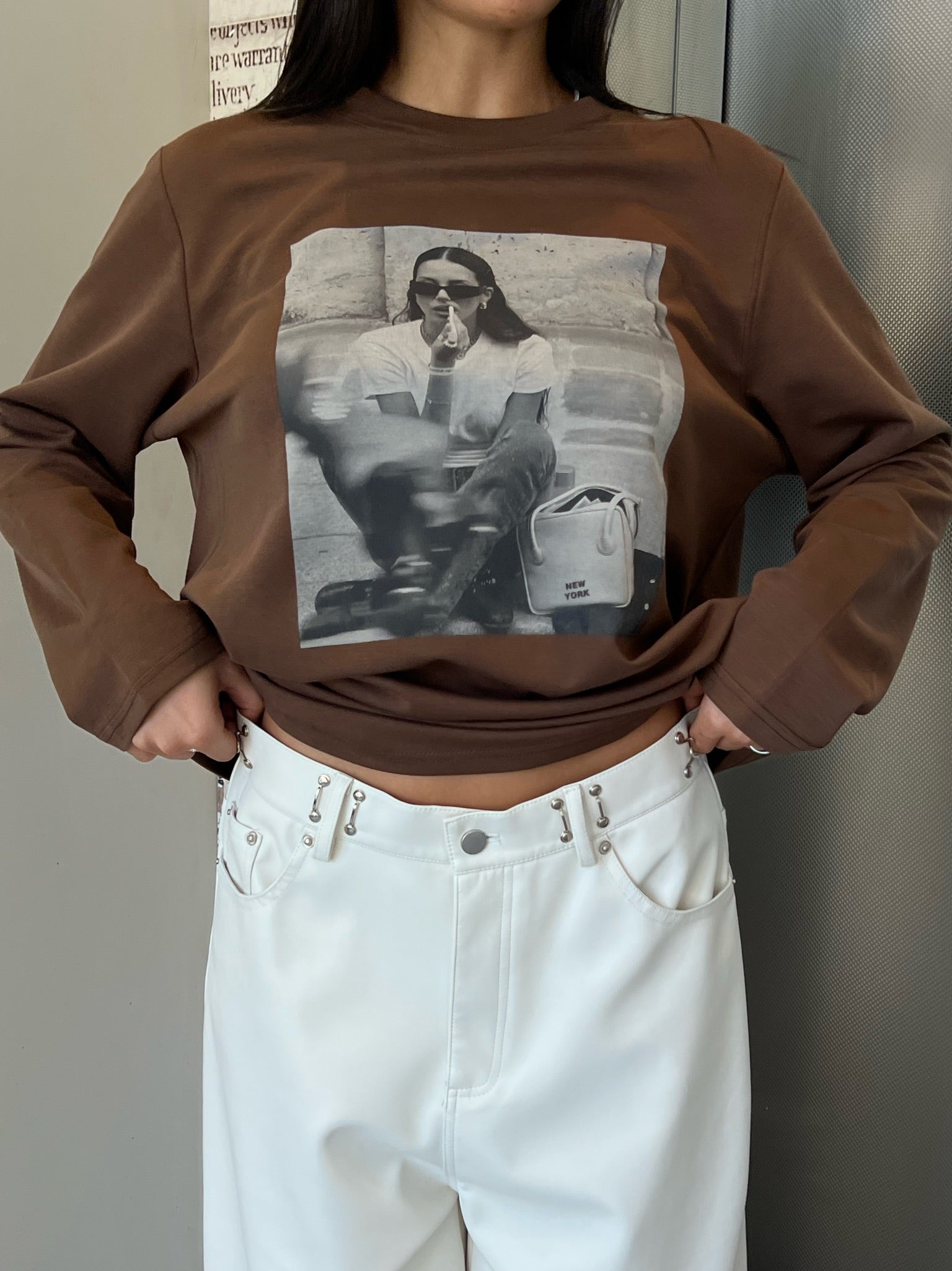 מכנס דמוי עור מייסון שמנת