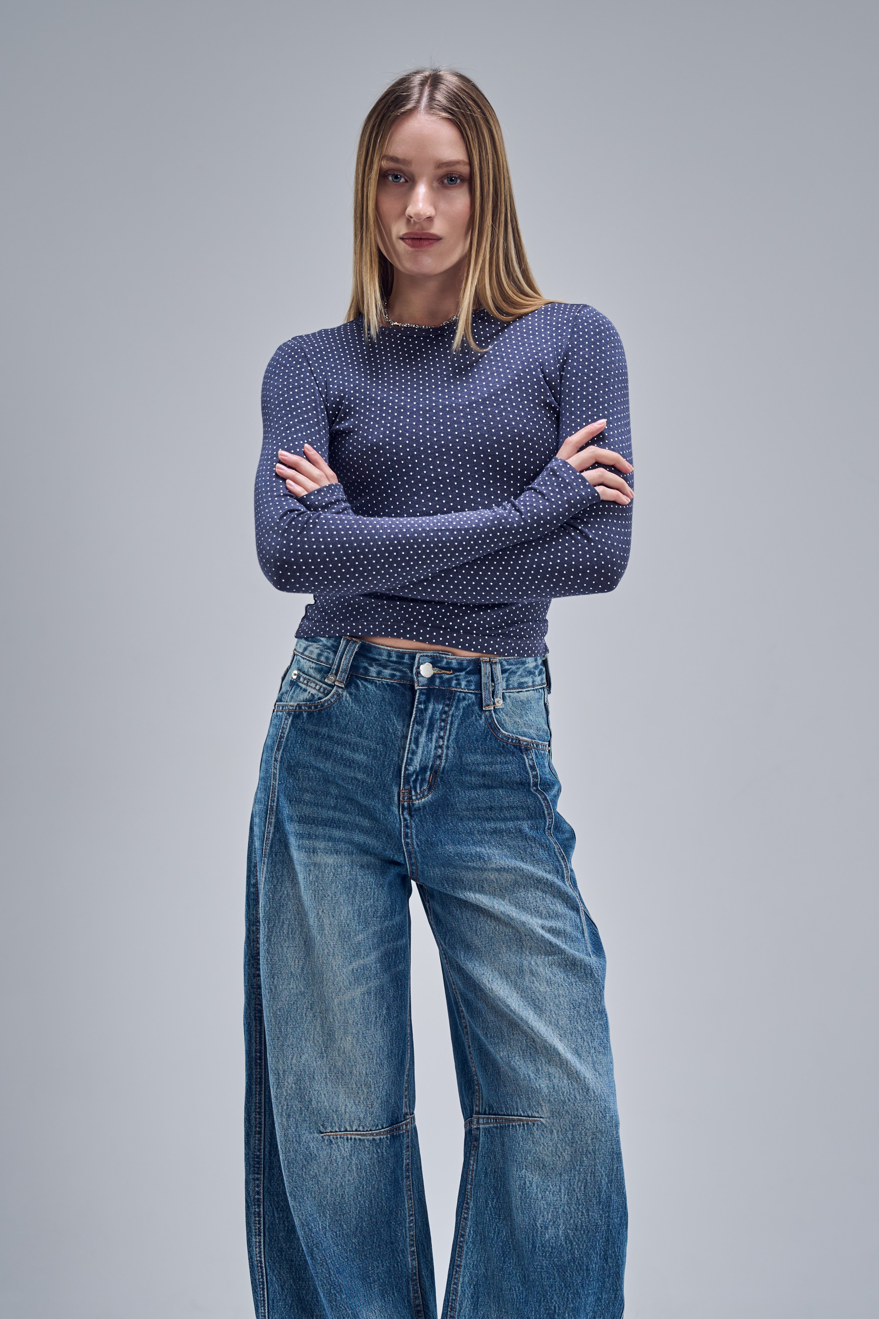 חולצת פיבי נקודות כחול