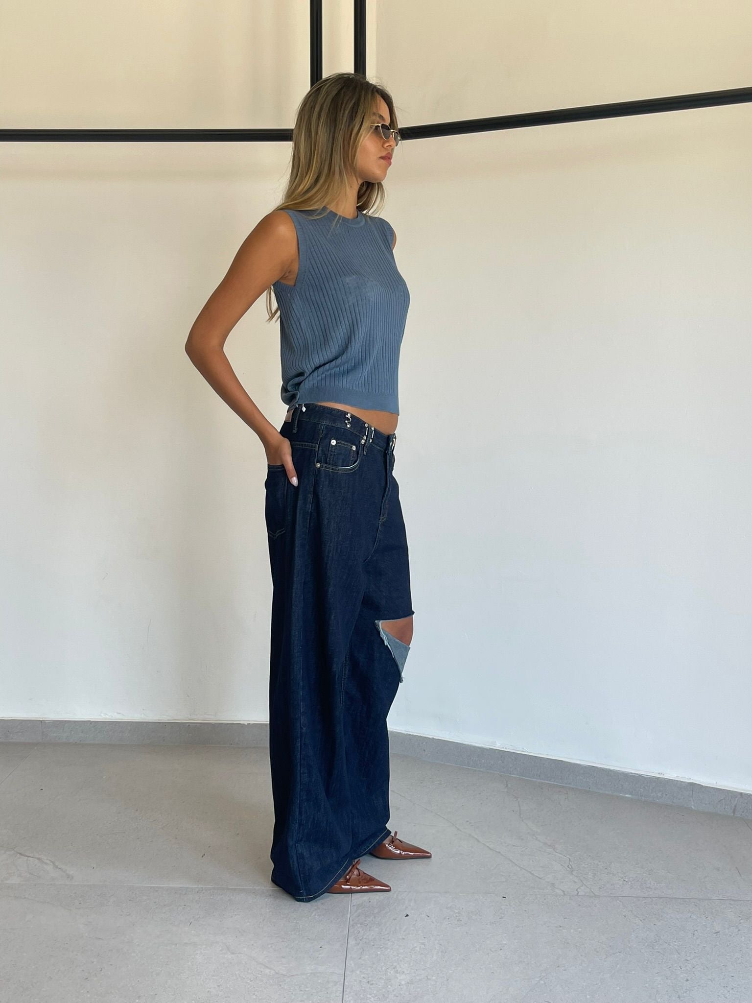 חולצת סריג ריף כחול