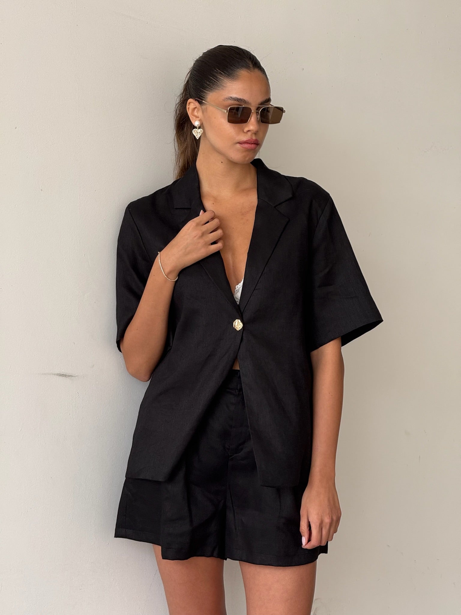 חליפת מור פשתן שחור