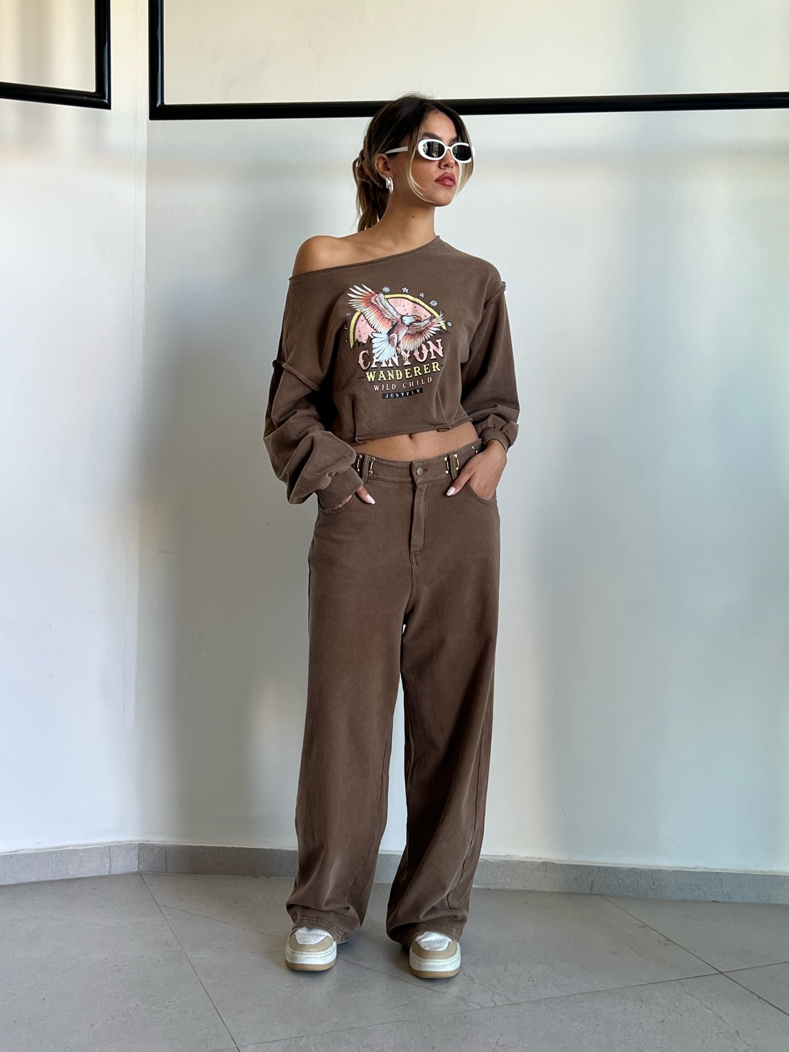 מכנס טוי ווש חום