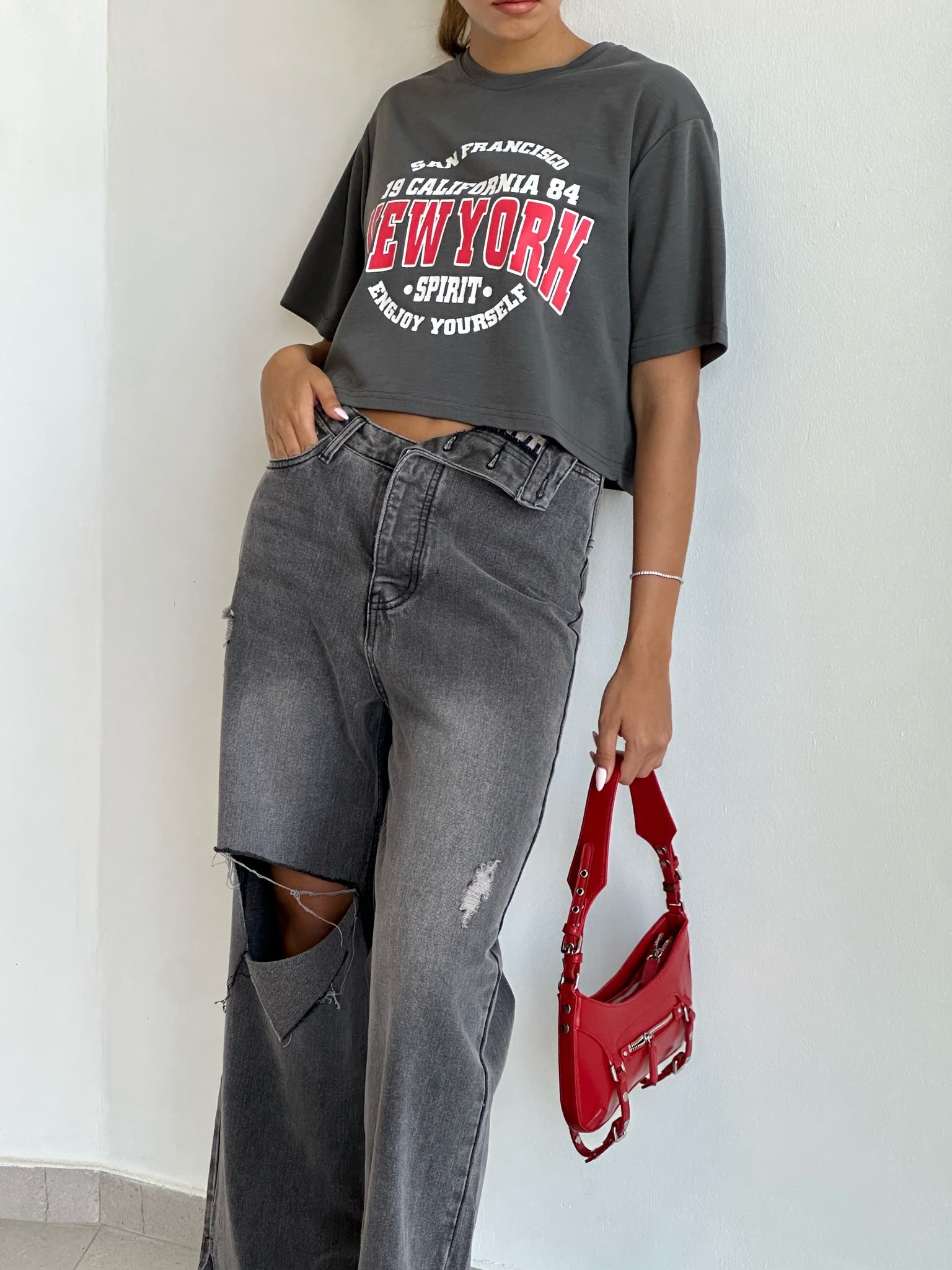 ג׳ינס ריין אפור קיפול