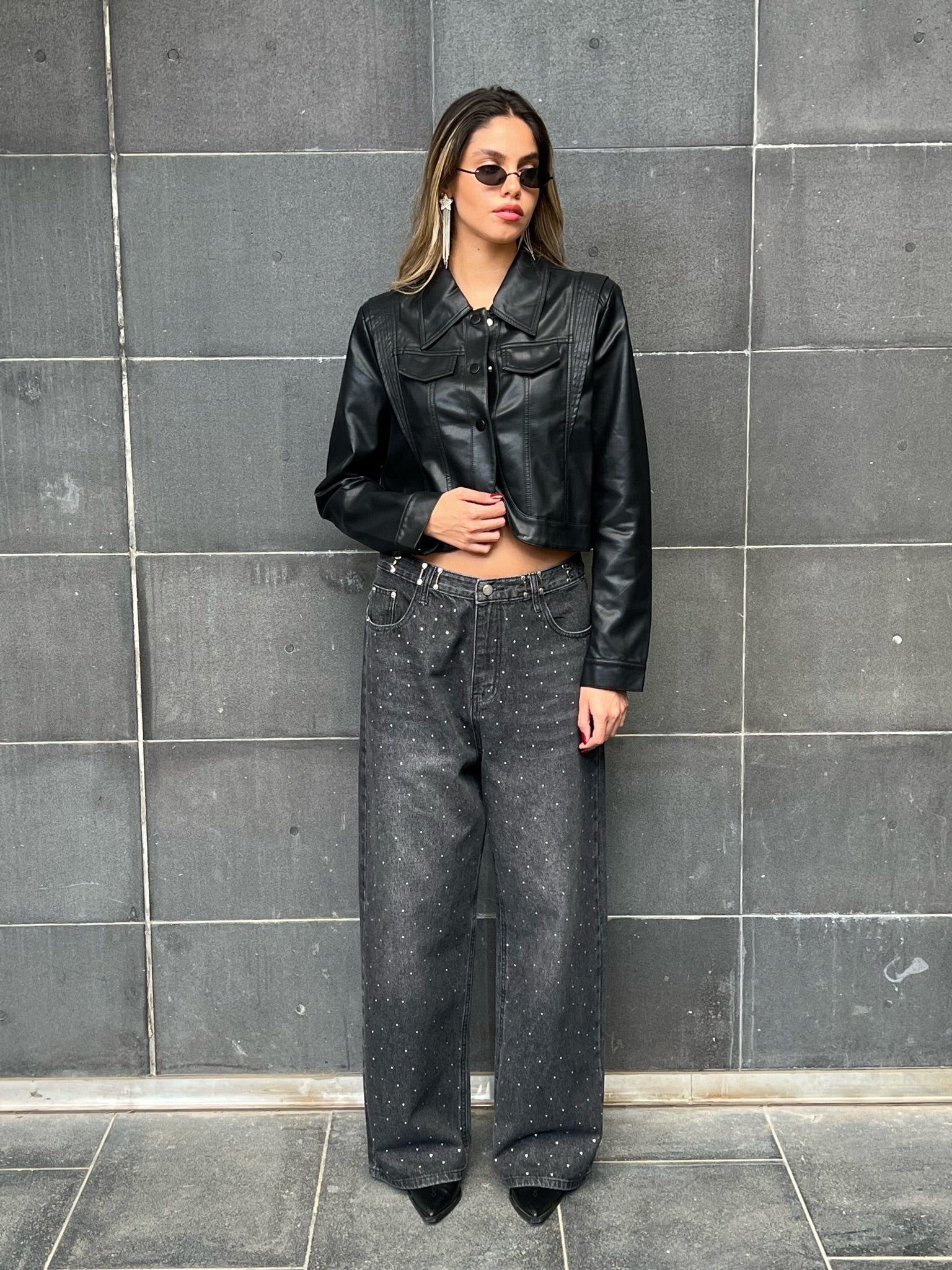 מכנס ג׳ינס רויאל אבנים אפור כהה