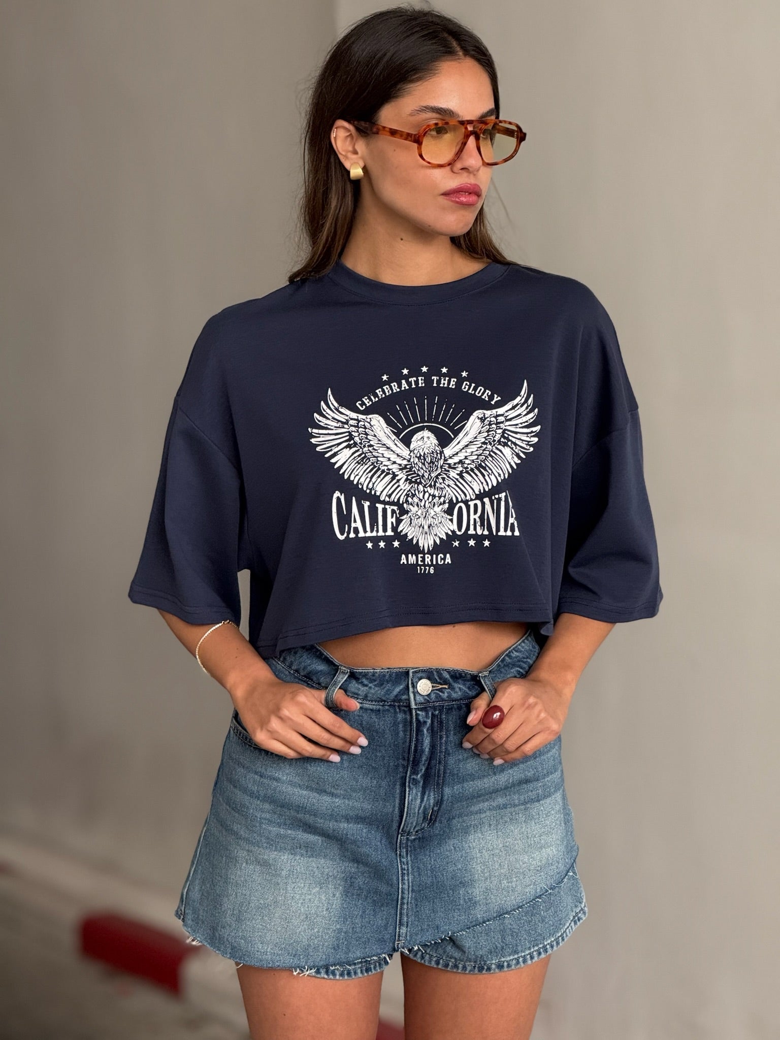 חולצת קרופ מקס כחול