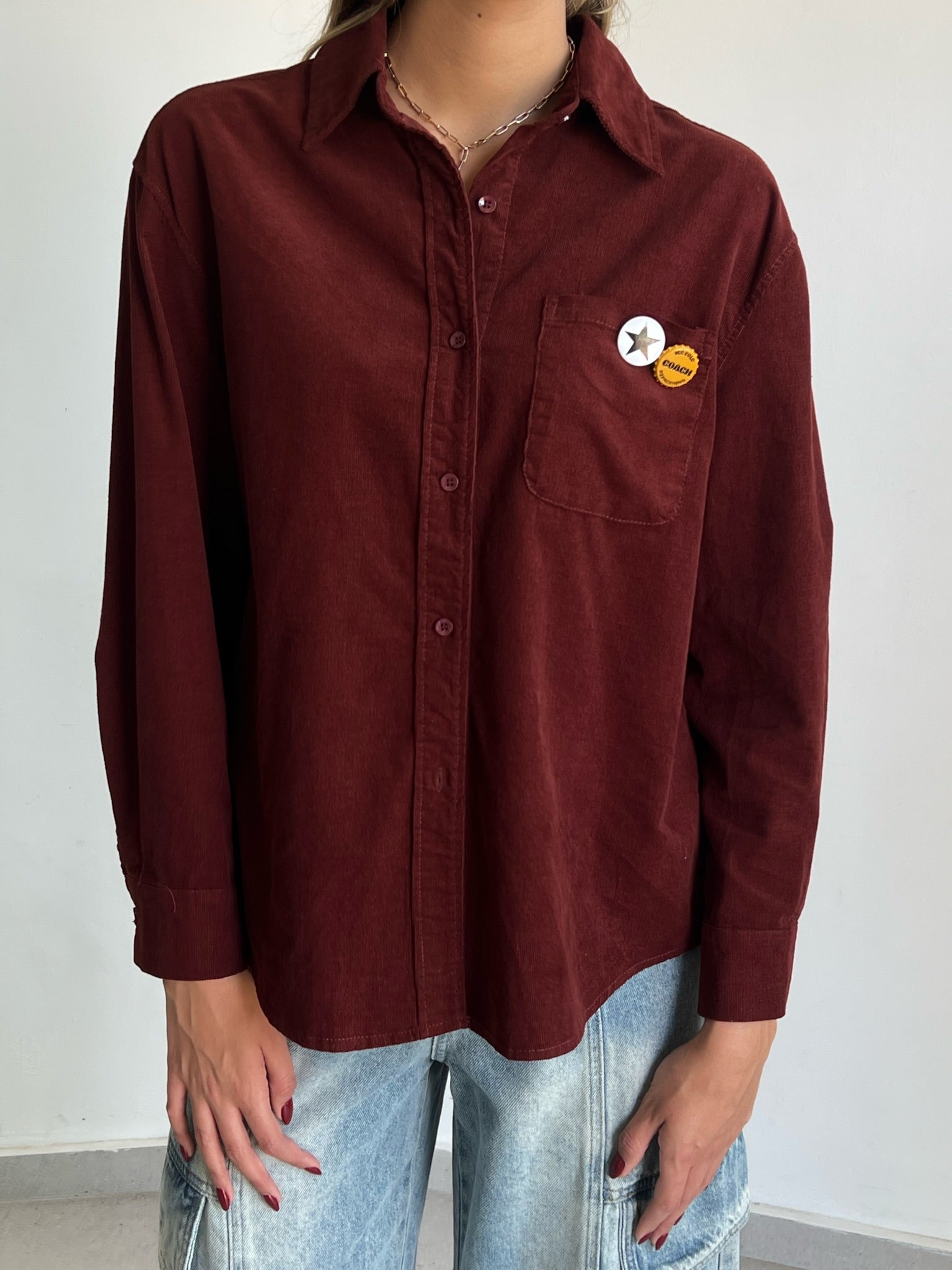 חולצת מרום קורדרוי בורדו