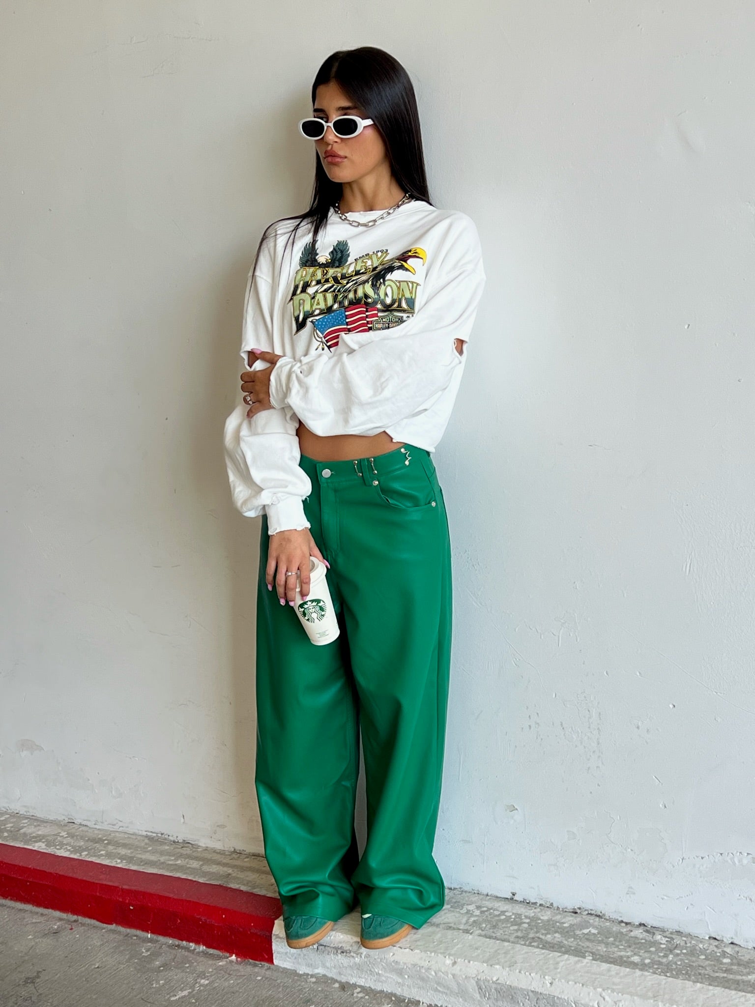 מכנס דמוי עור מייסון ירוק