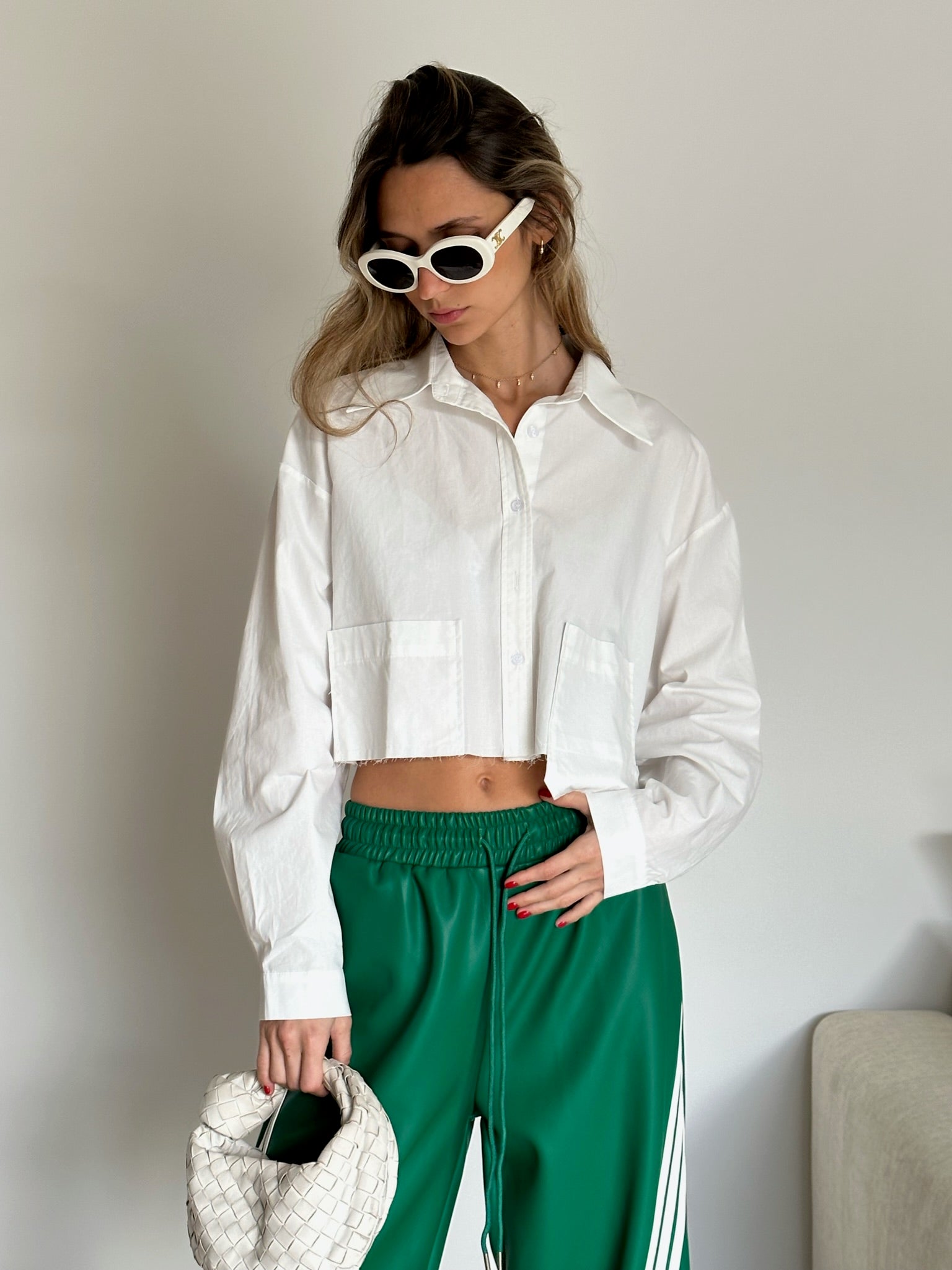 מכנס תאי דמוי עור ירוק