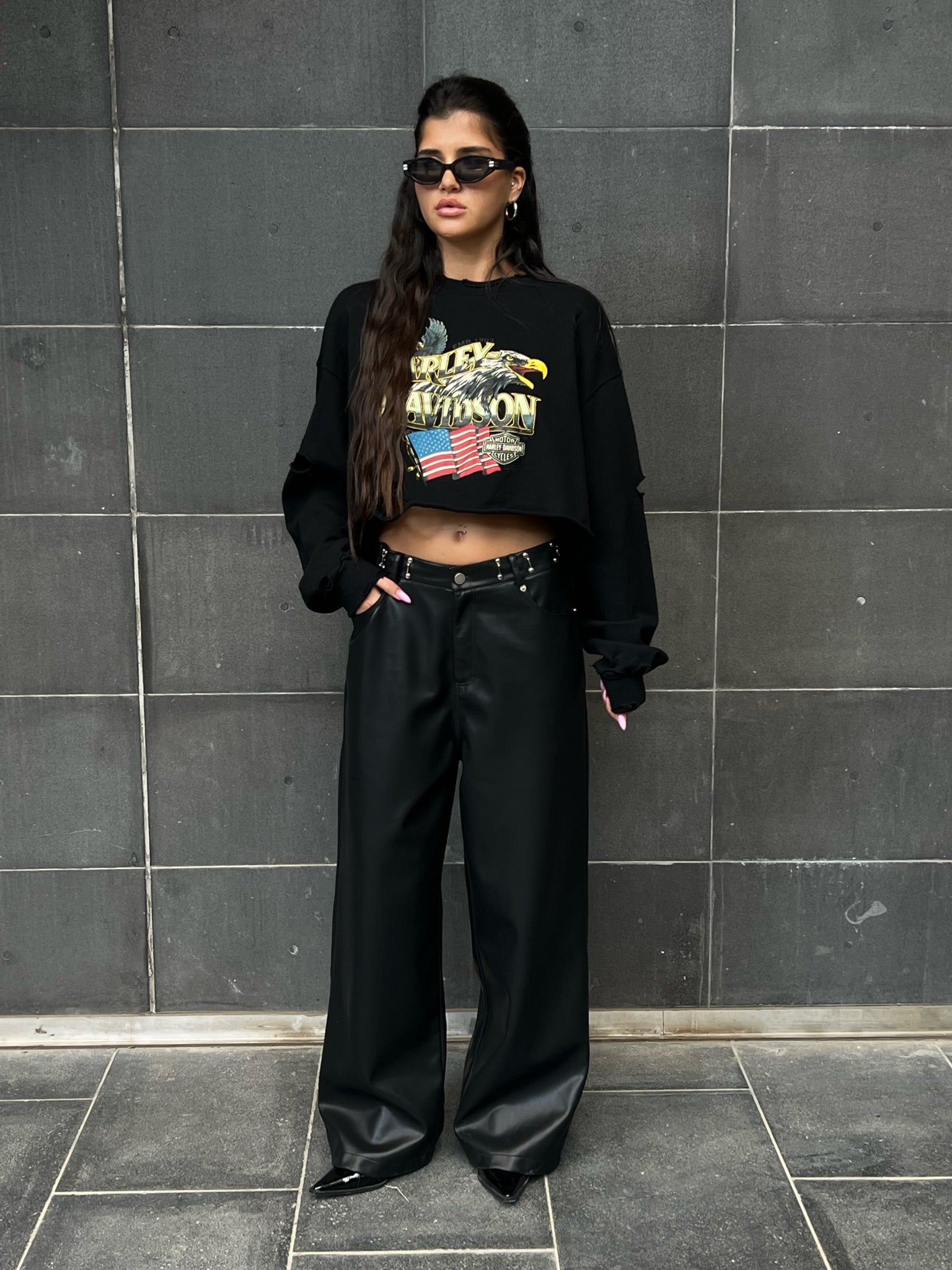 מכנס דמוי עור מייסון שחור