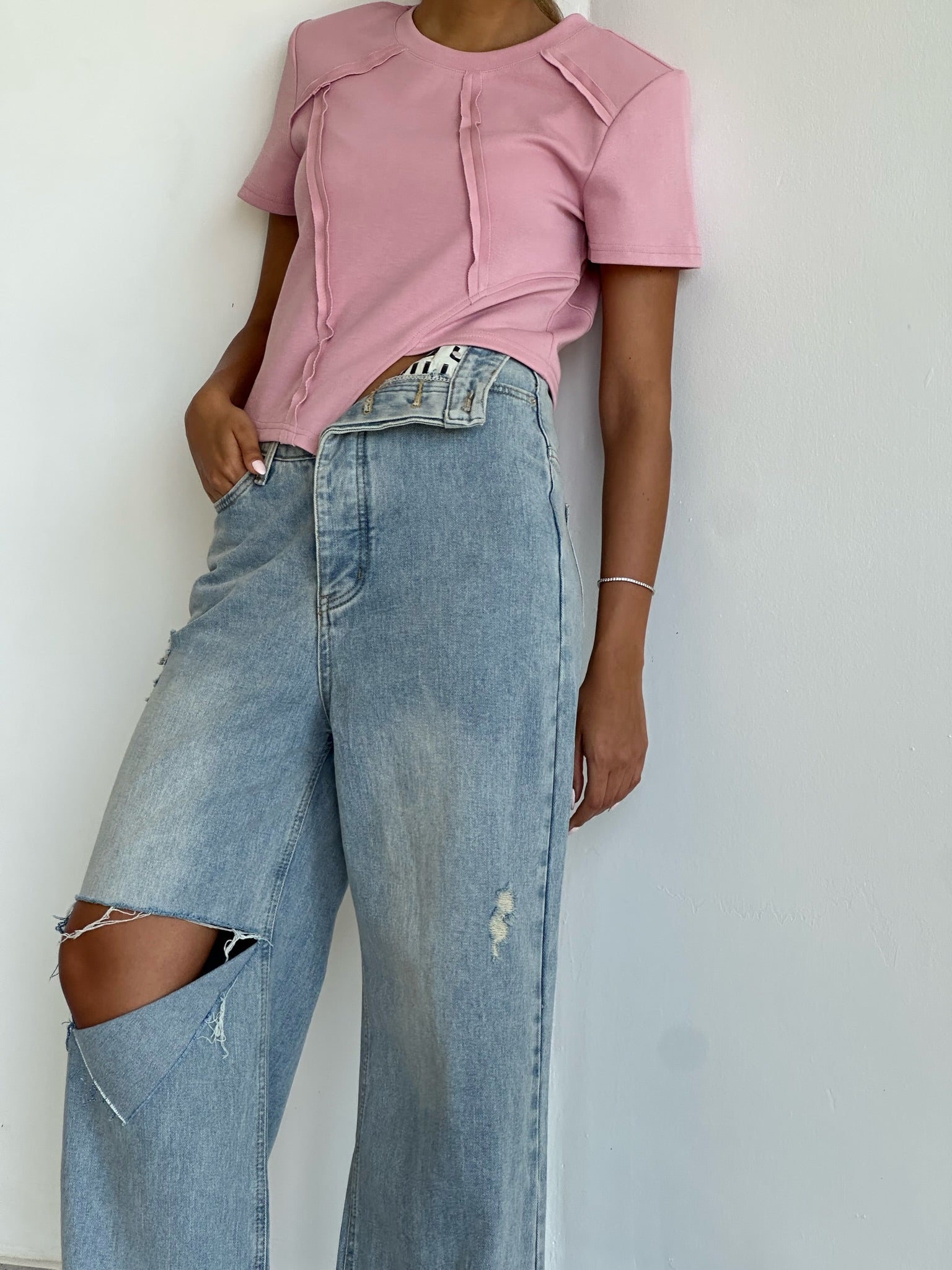 ג׳ינס ריין תכלת קיפול