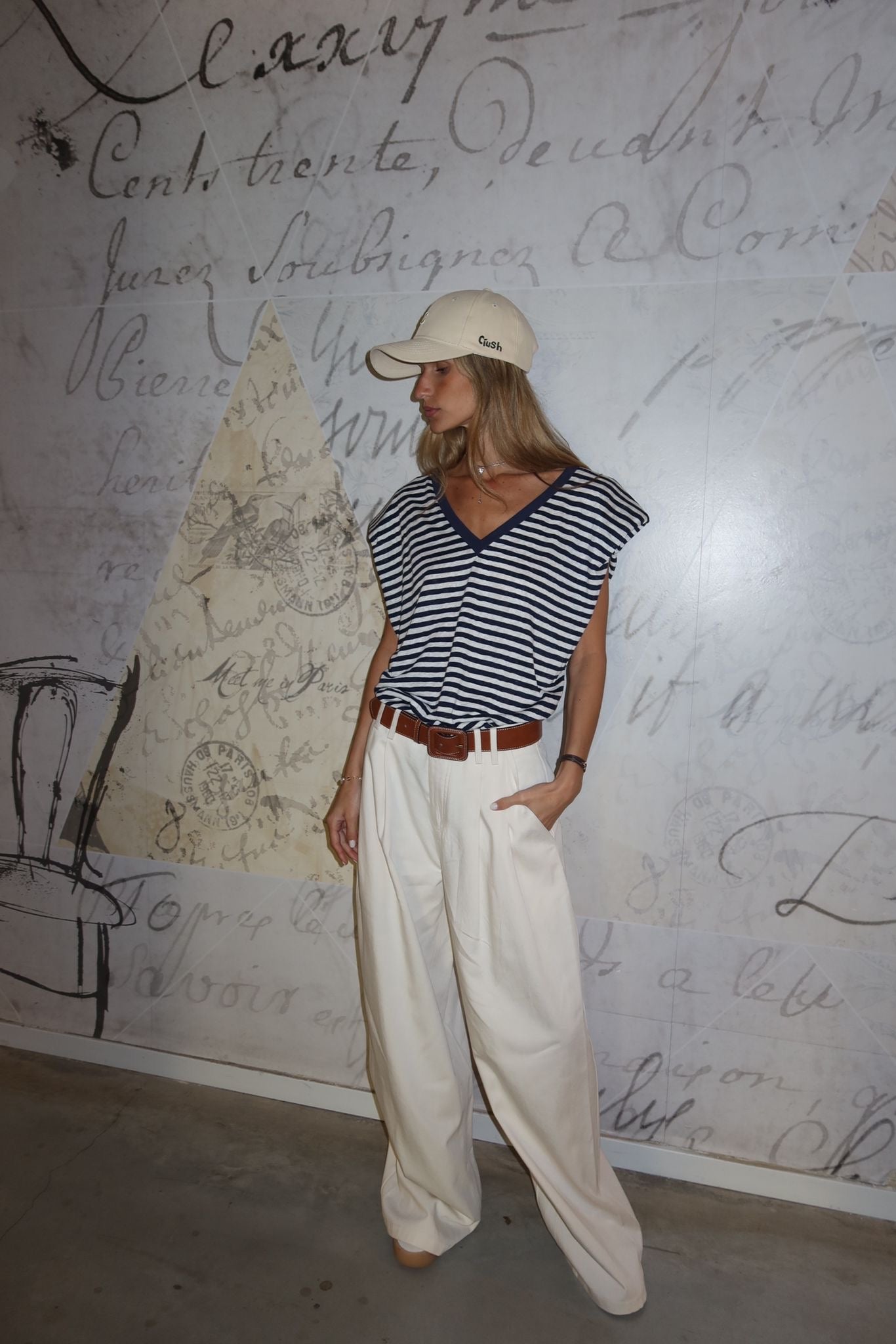 מכנס קלוד שמנת