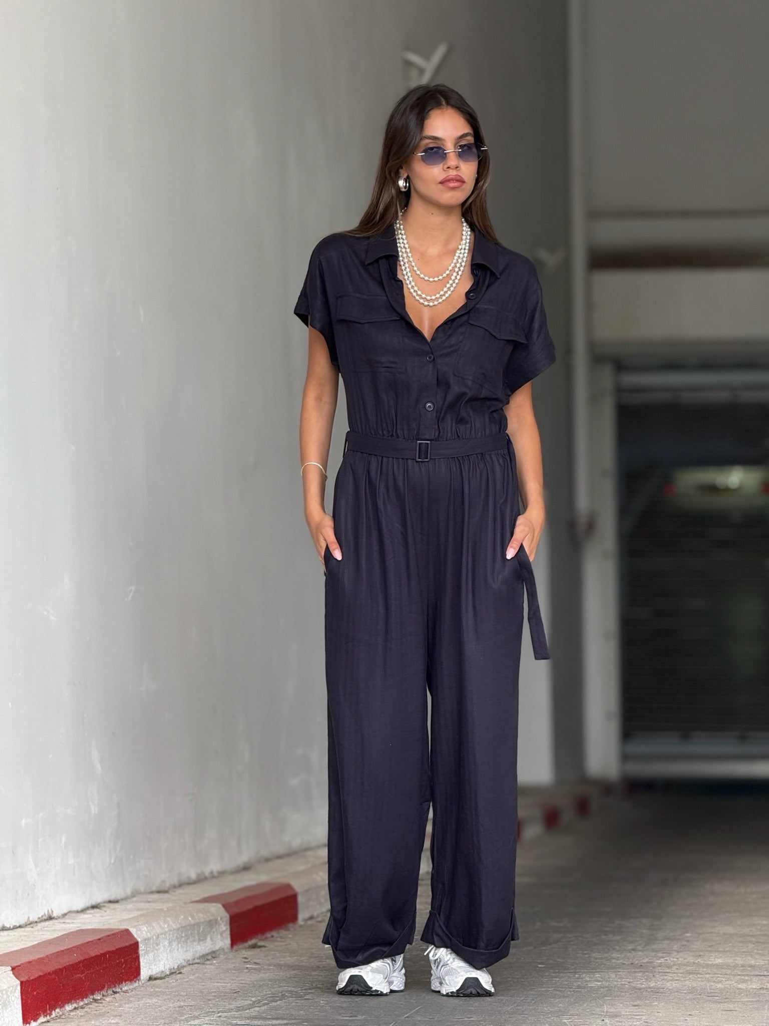 אוברול פשתן שי-לי כחול