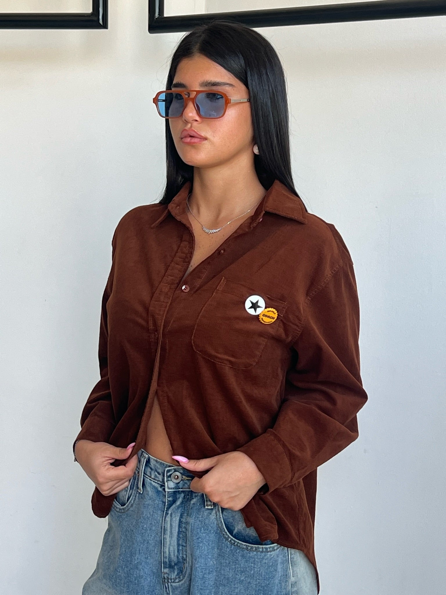 חולצת מרום קורדרוי חום