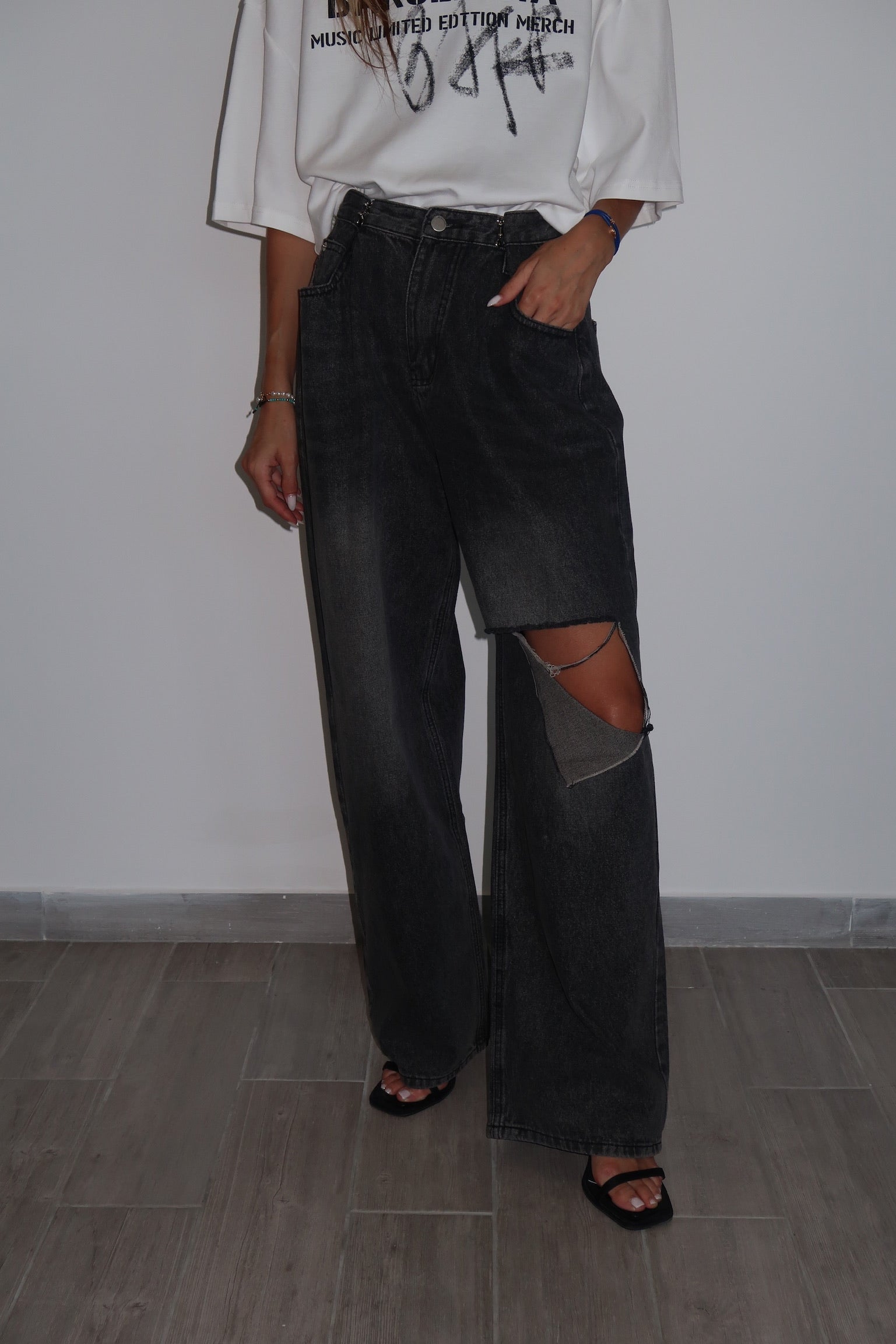 מכנס ג׳ינס ליהי אפור