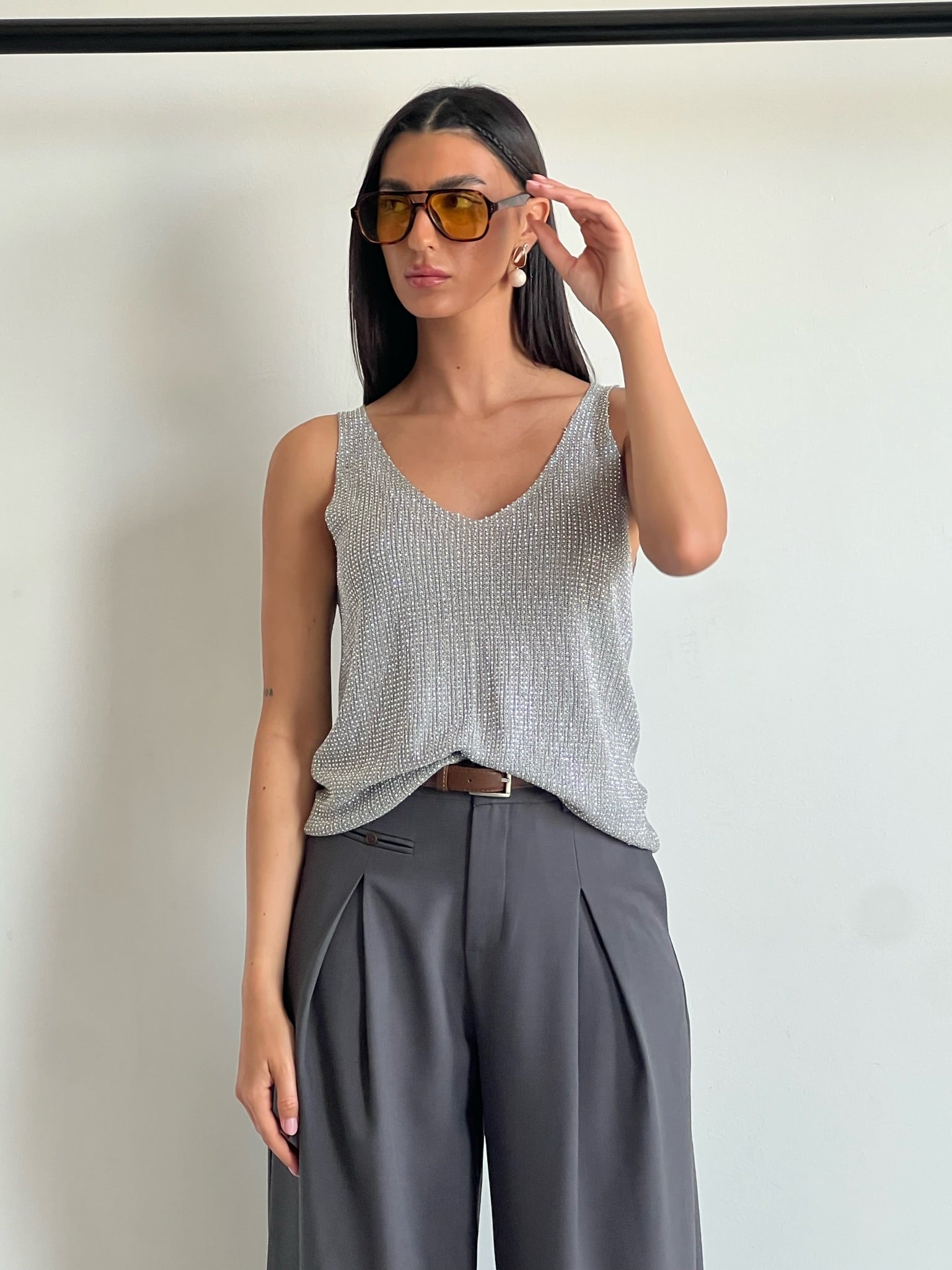 גופיית לני אפור כהה