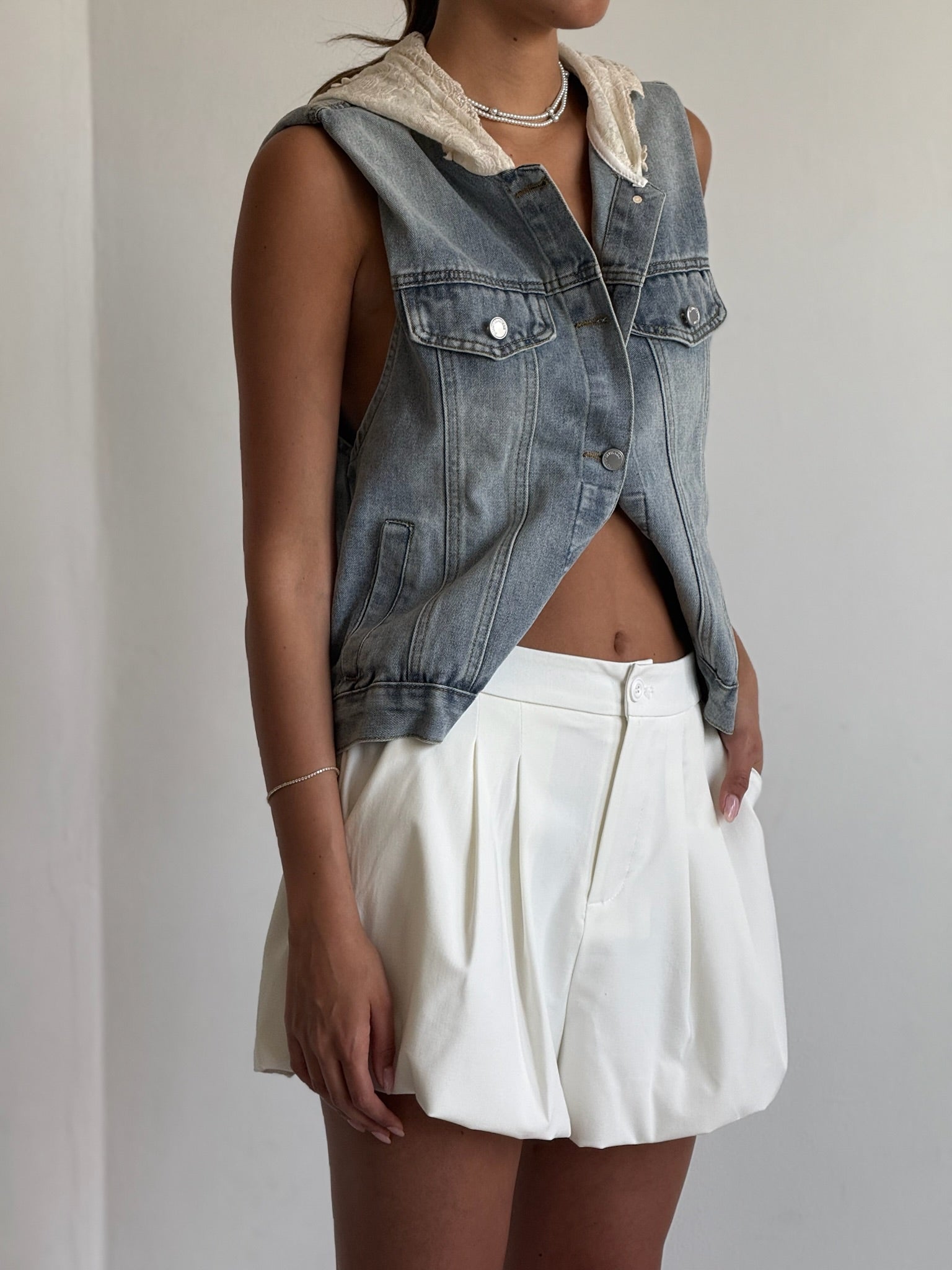 מכנס ריבל לבן