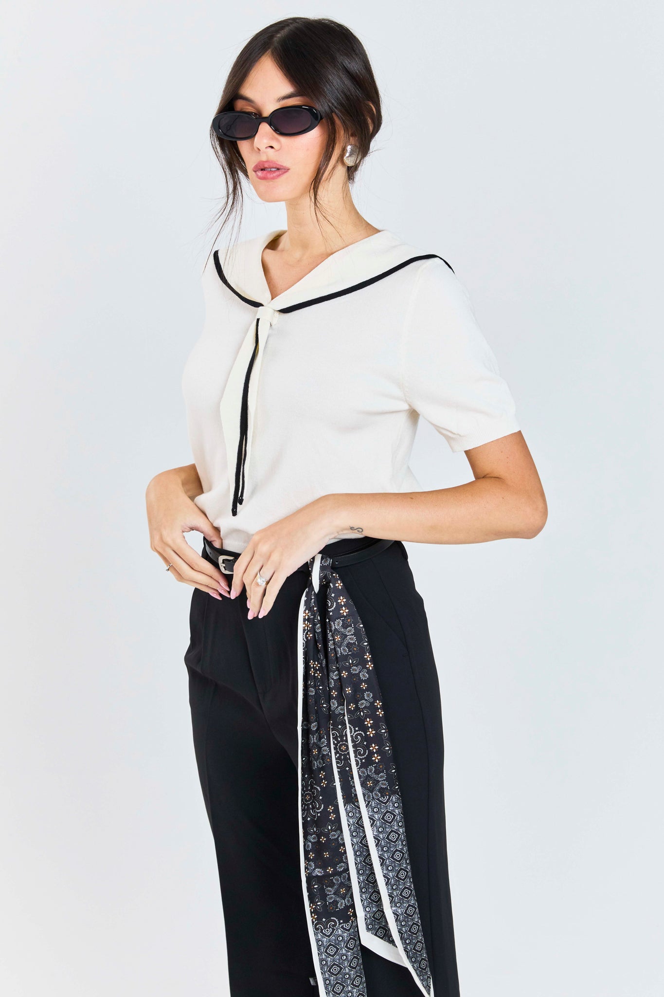 חולצת סריג אסי לבן