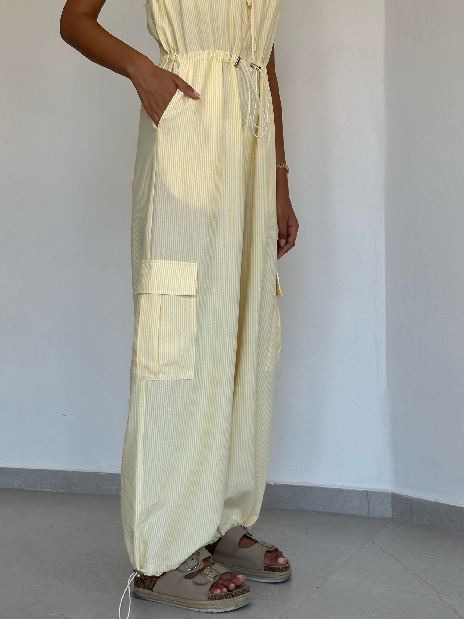 אוברול אימרי פסים צהוב