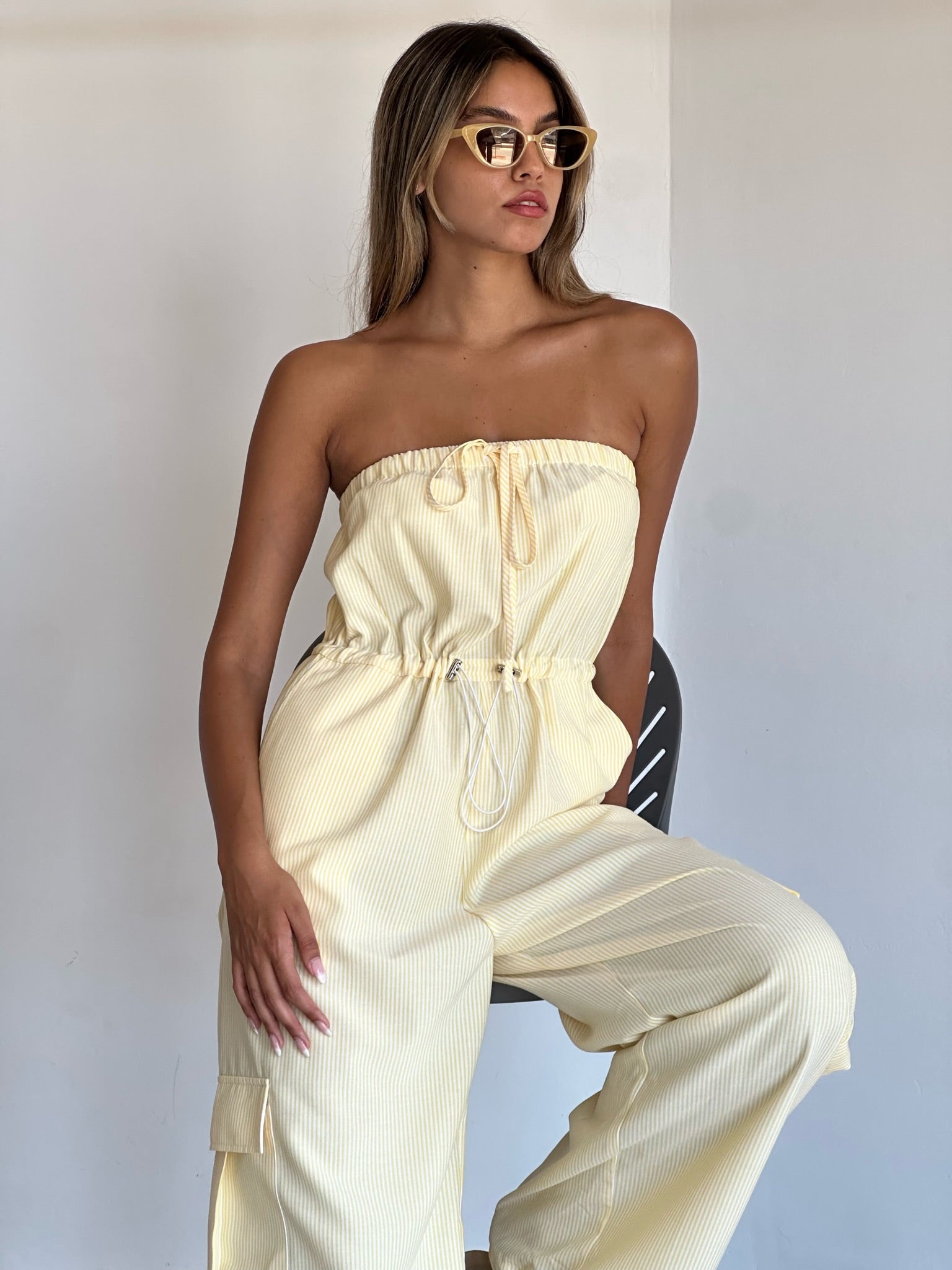 אוברול אימרי פסים צהוב