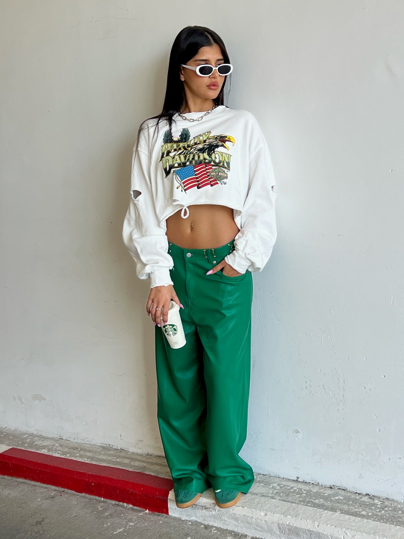 מכנס דמוי עור מייסון ירוק