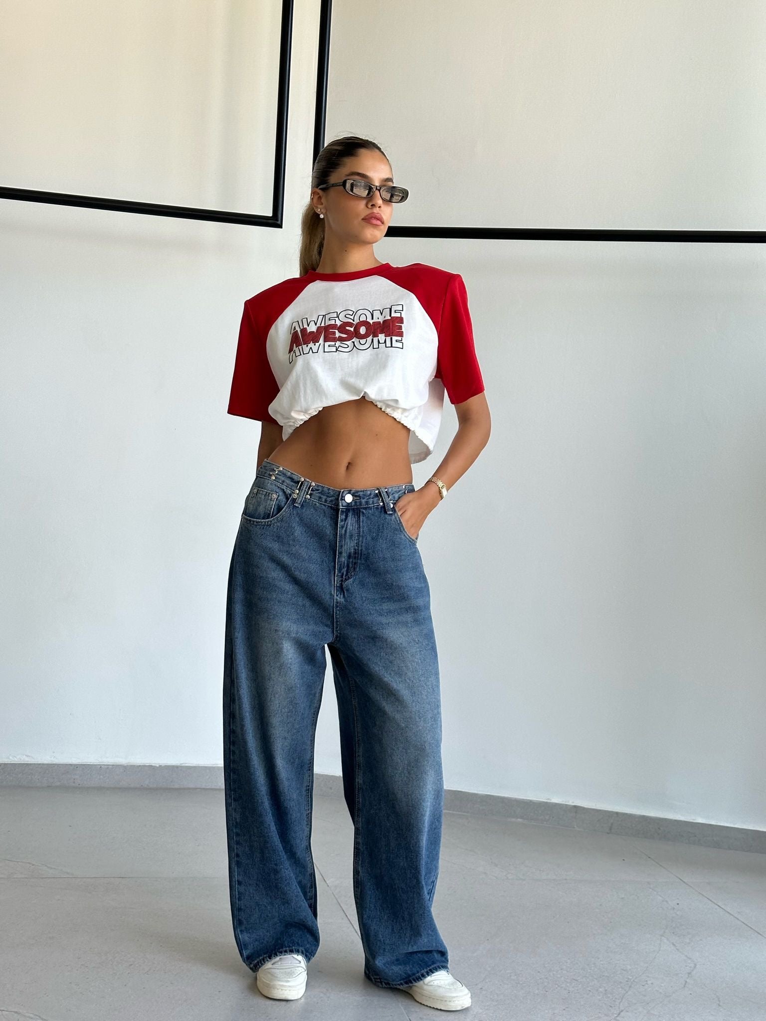 חולצת יגל אדום לבן