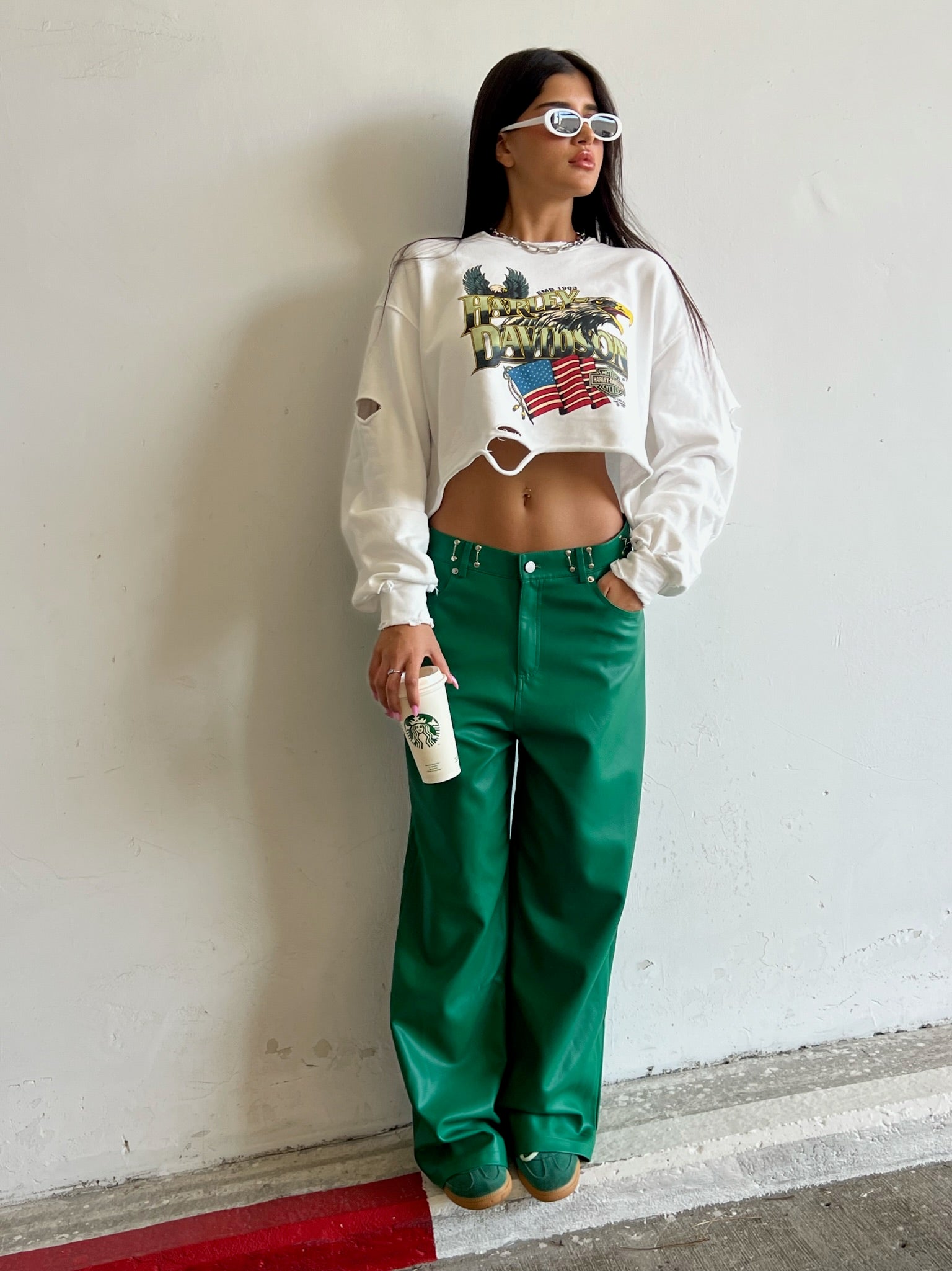 מכנס דמוי עור מייסון ירוק