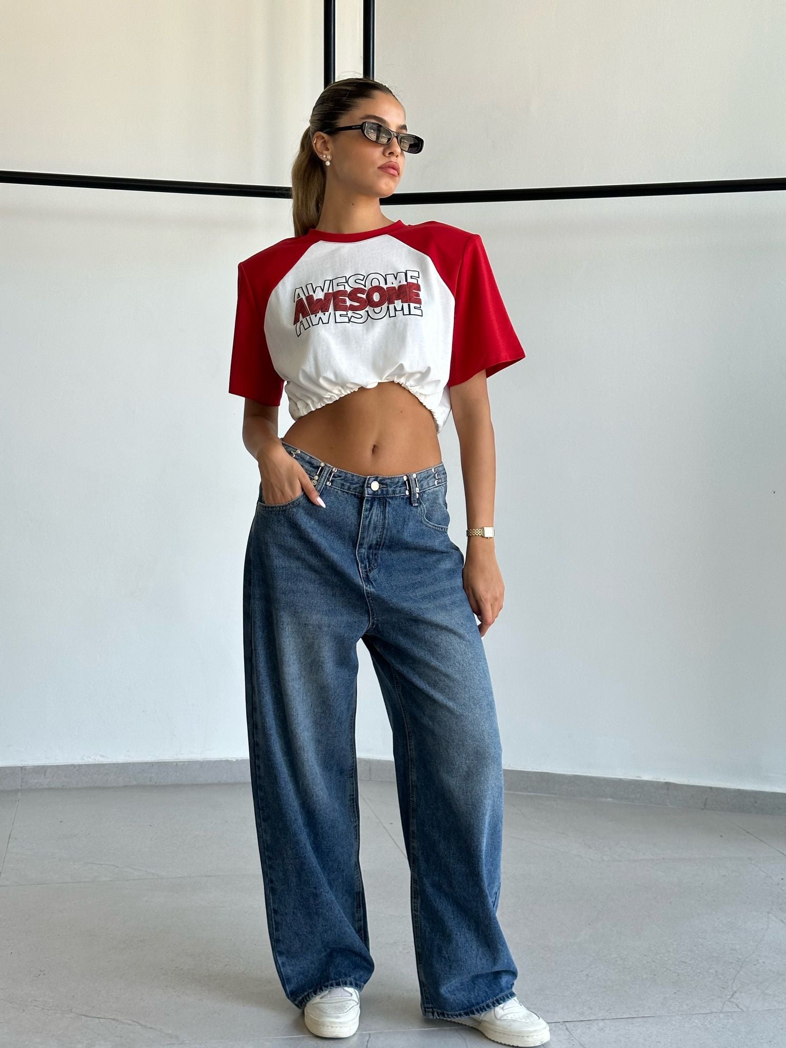 חולצת יגל אדום לבן