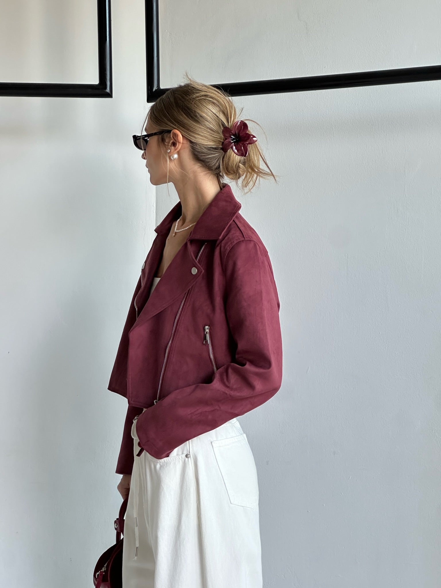 ג׳קט לורי זמש בורדו