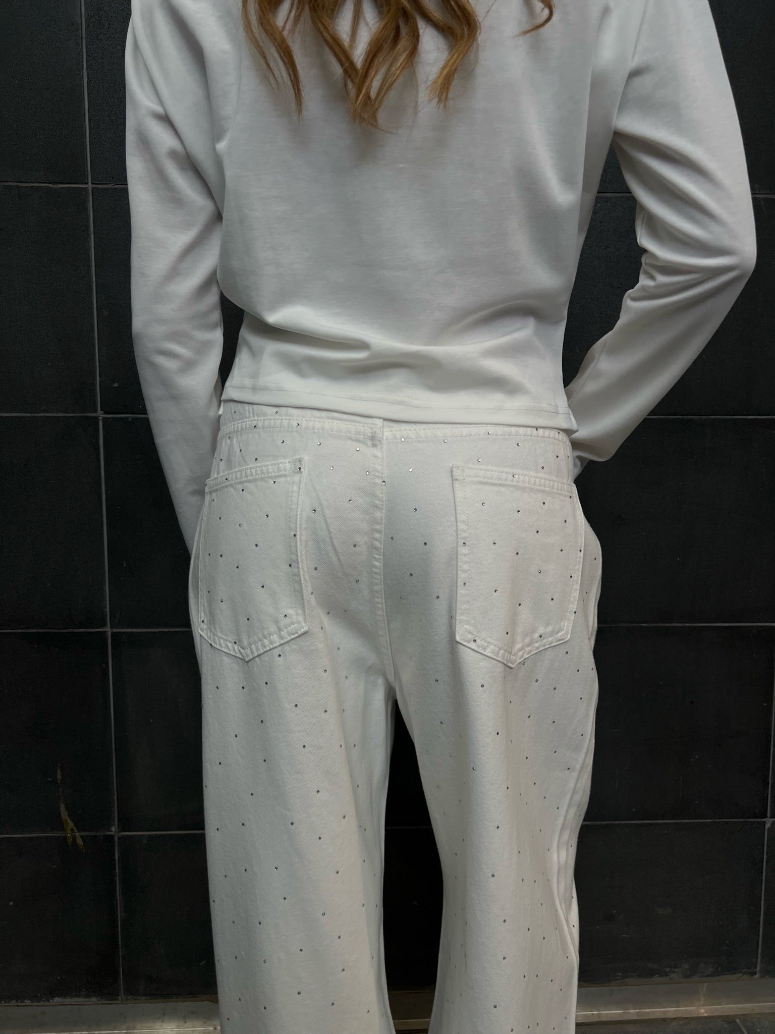 מכנס ג׳ינס רויאל אבנים לבן