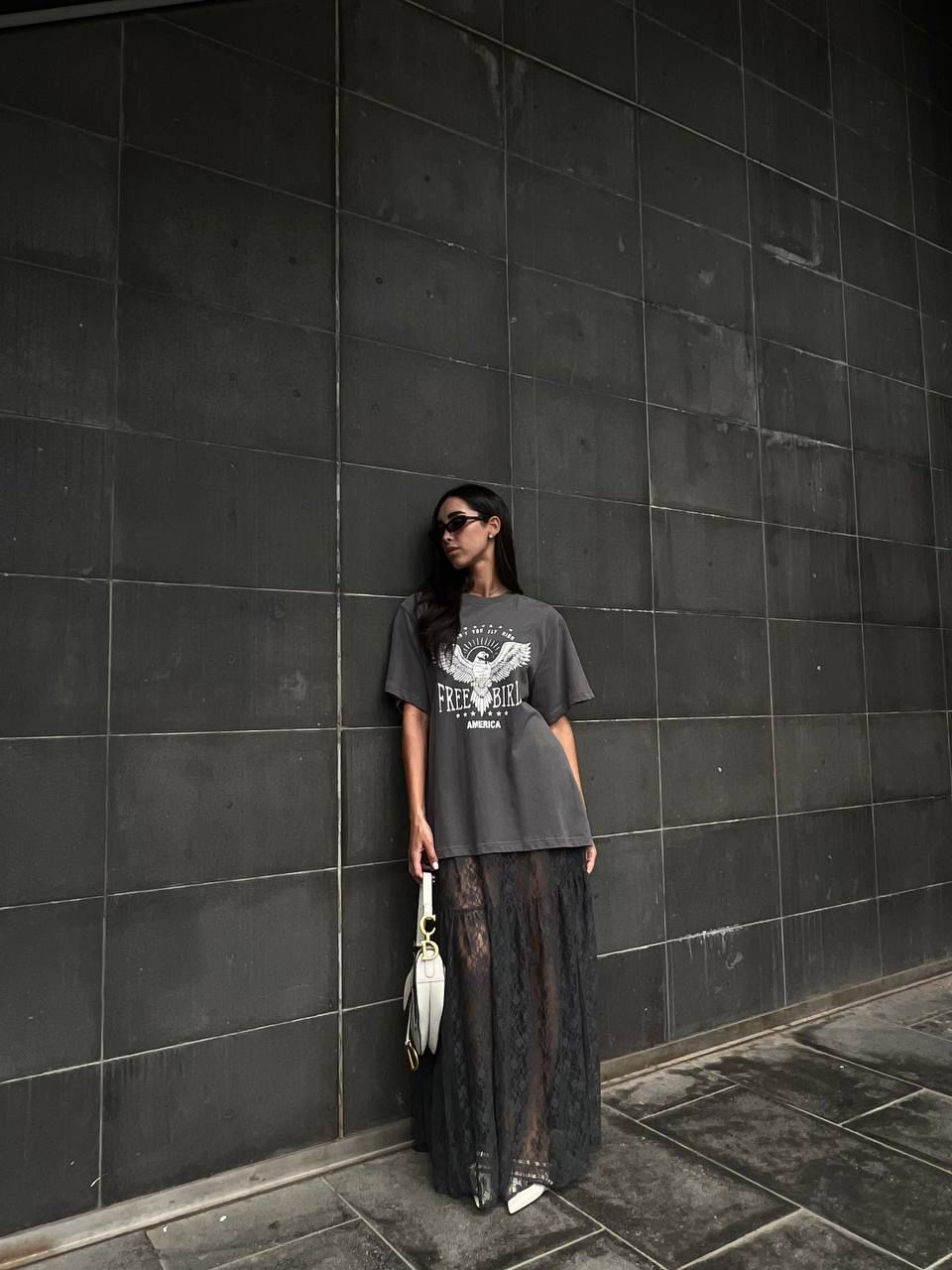 חצאית סאם אפור