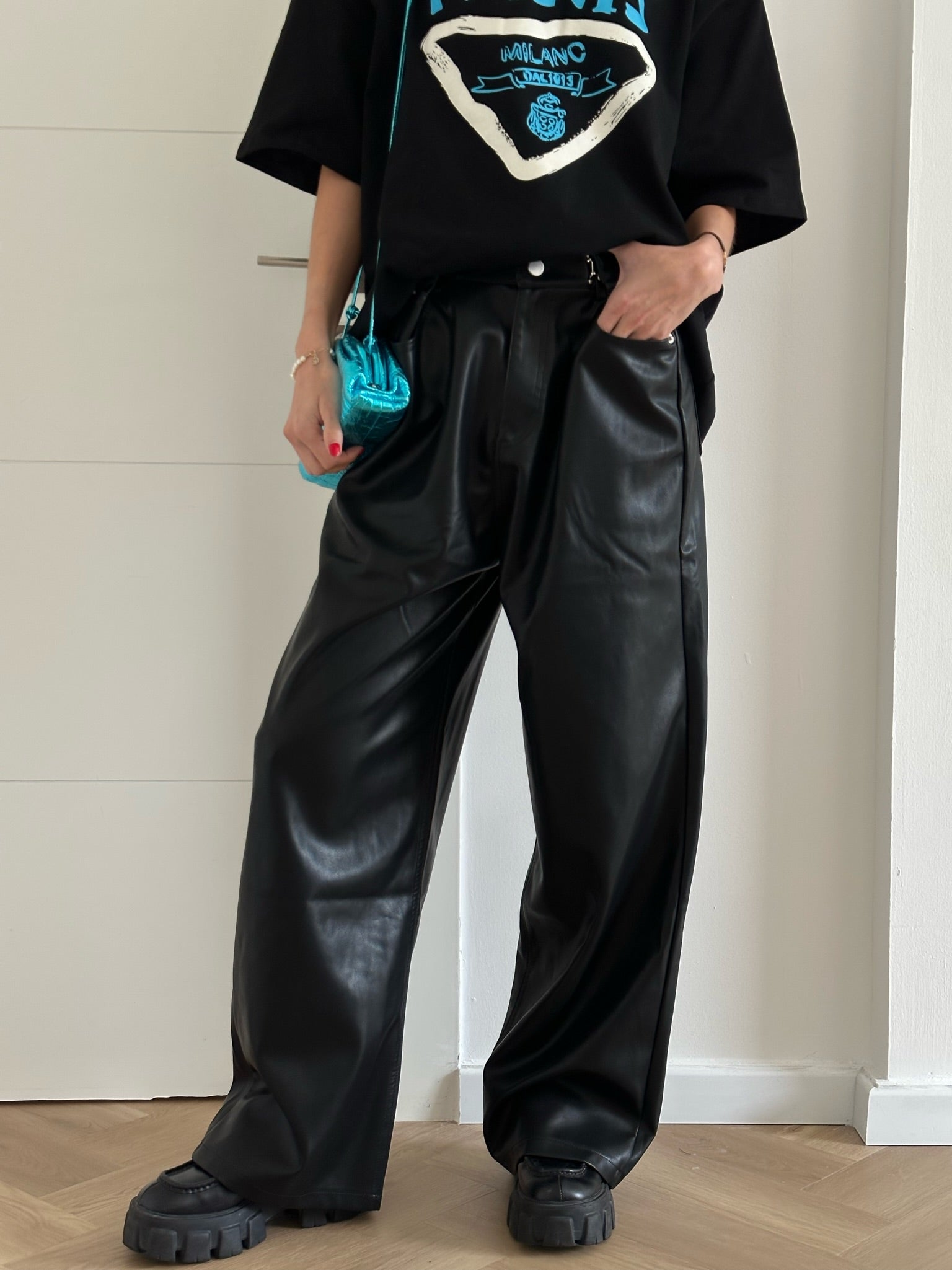 מכנס דמוי עור מייסון שחור