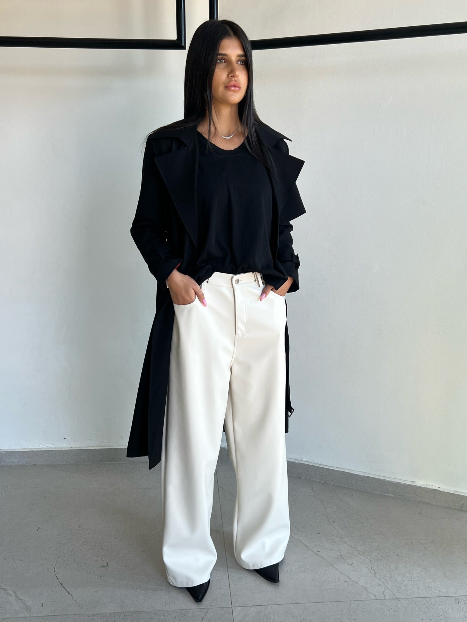 מכנס דמוי עור מייסון שמנת