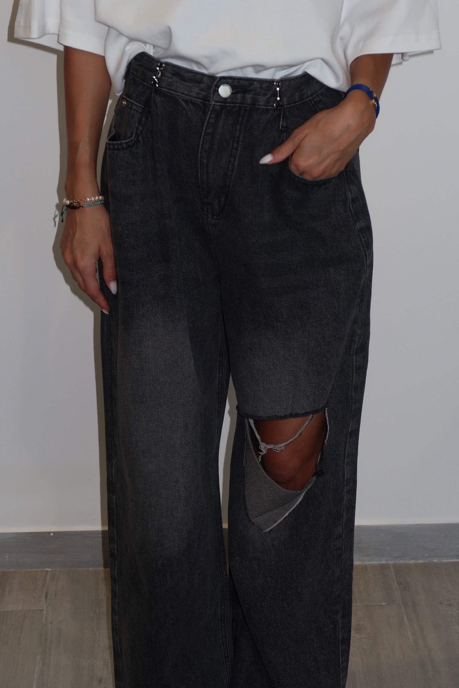 מכנס ג׳ינס ליהי אפור