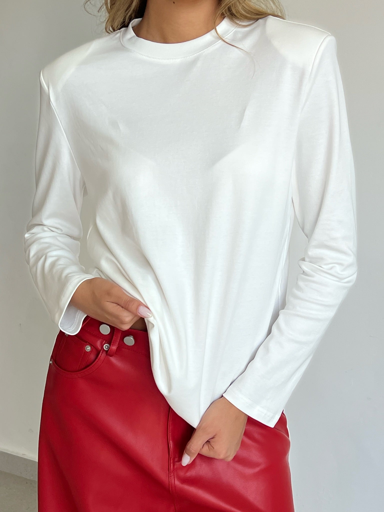 מכנס דמוי עור לורן אדום