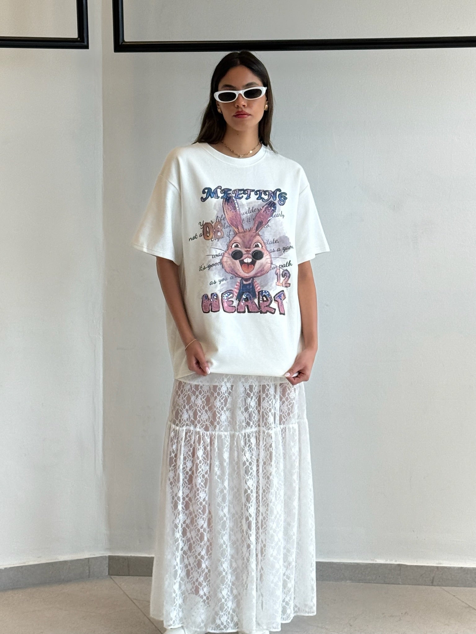 חצאית סאם לבן