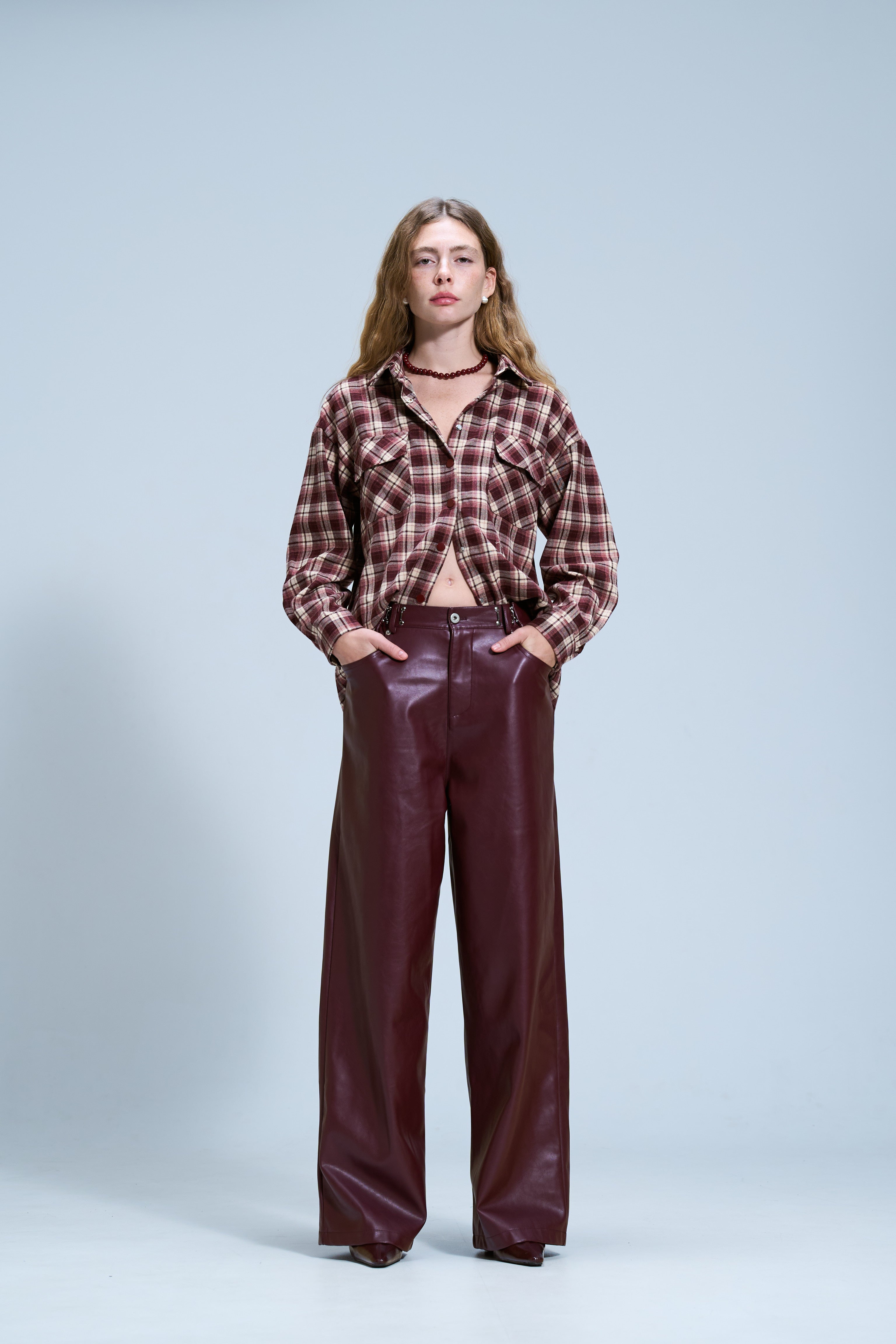 מכנס דמוי עור מייסון בורדו