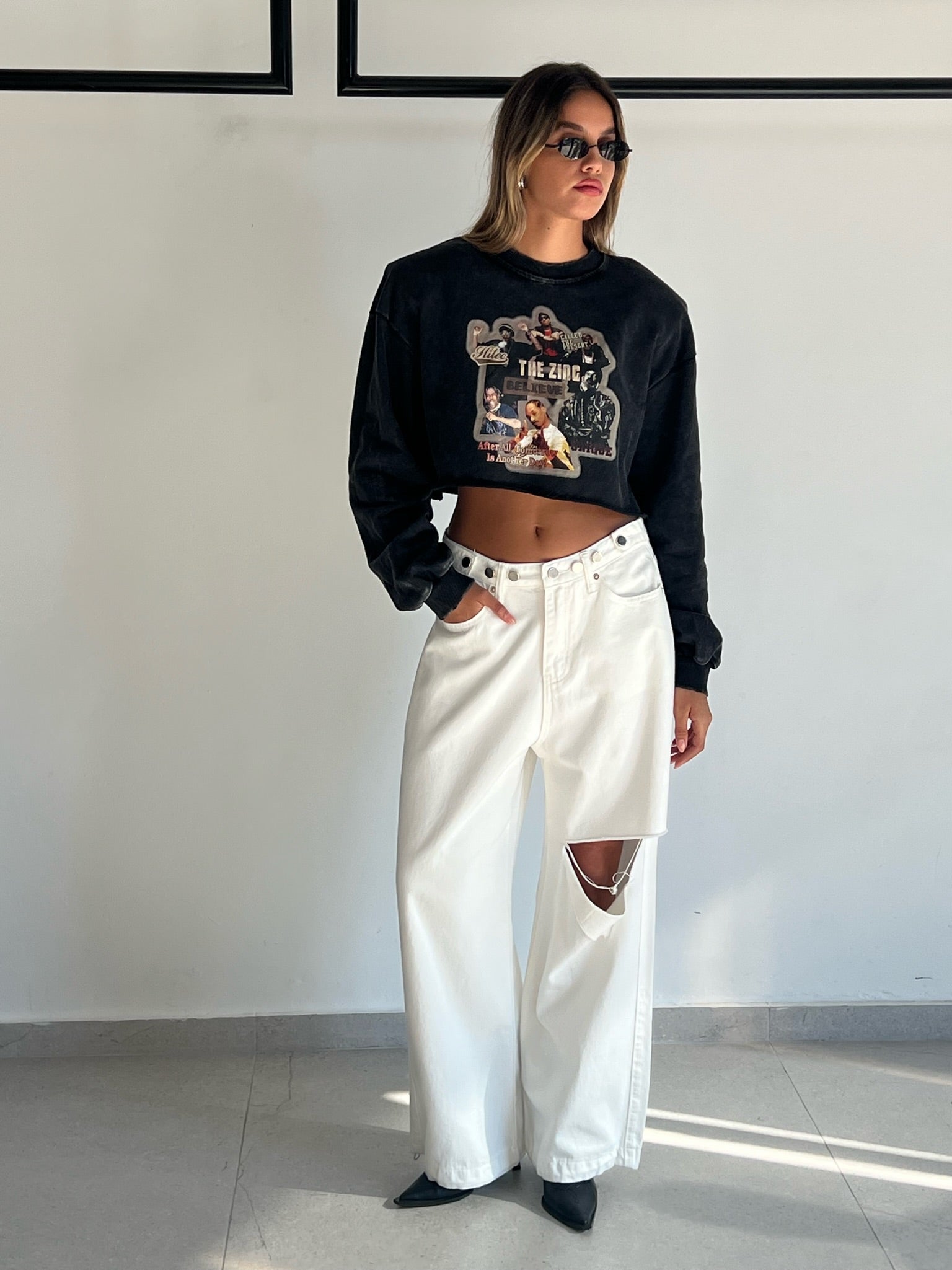 מכנס ג׳ינס מיילי לבן