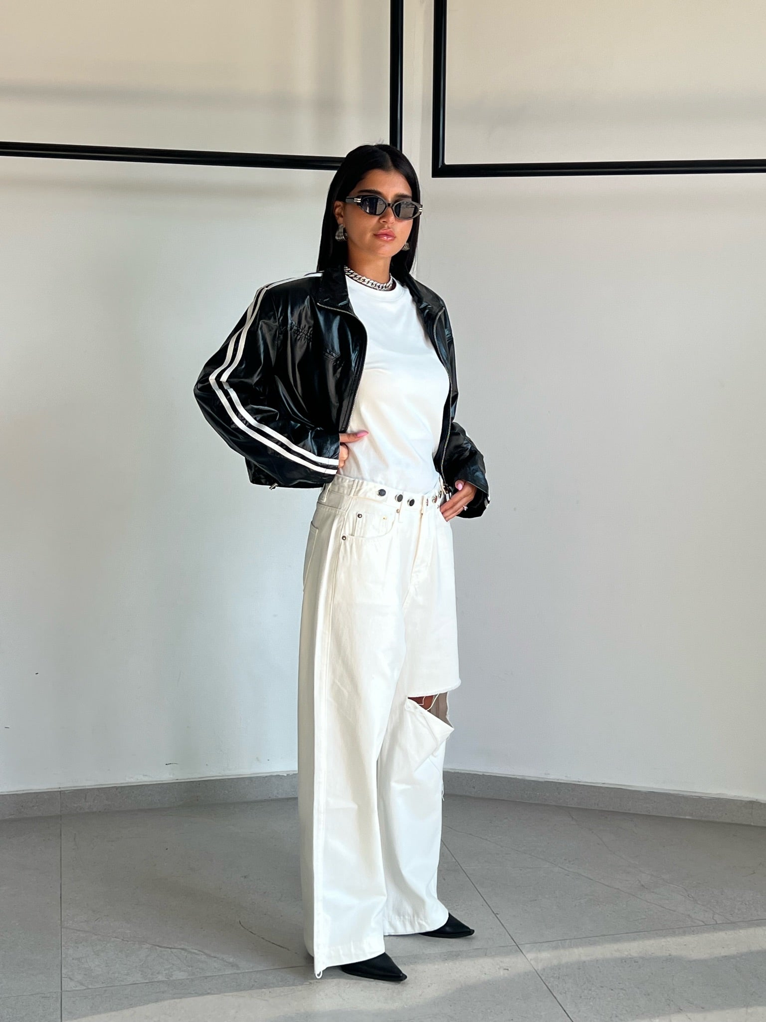 ג׳קט רז דמוי עור שחור