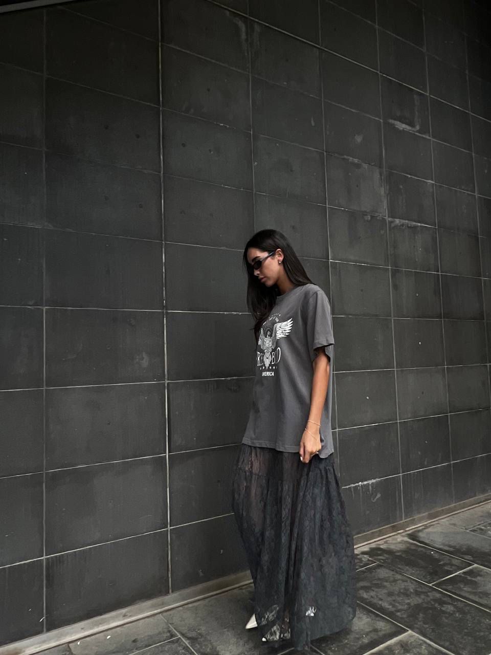 חצאית סאם אפור