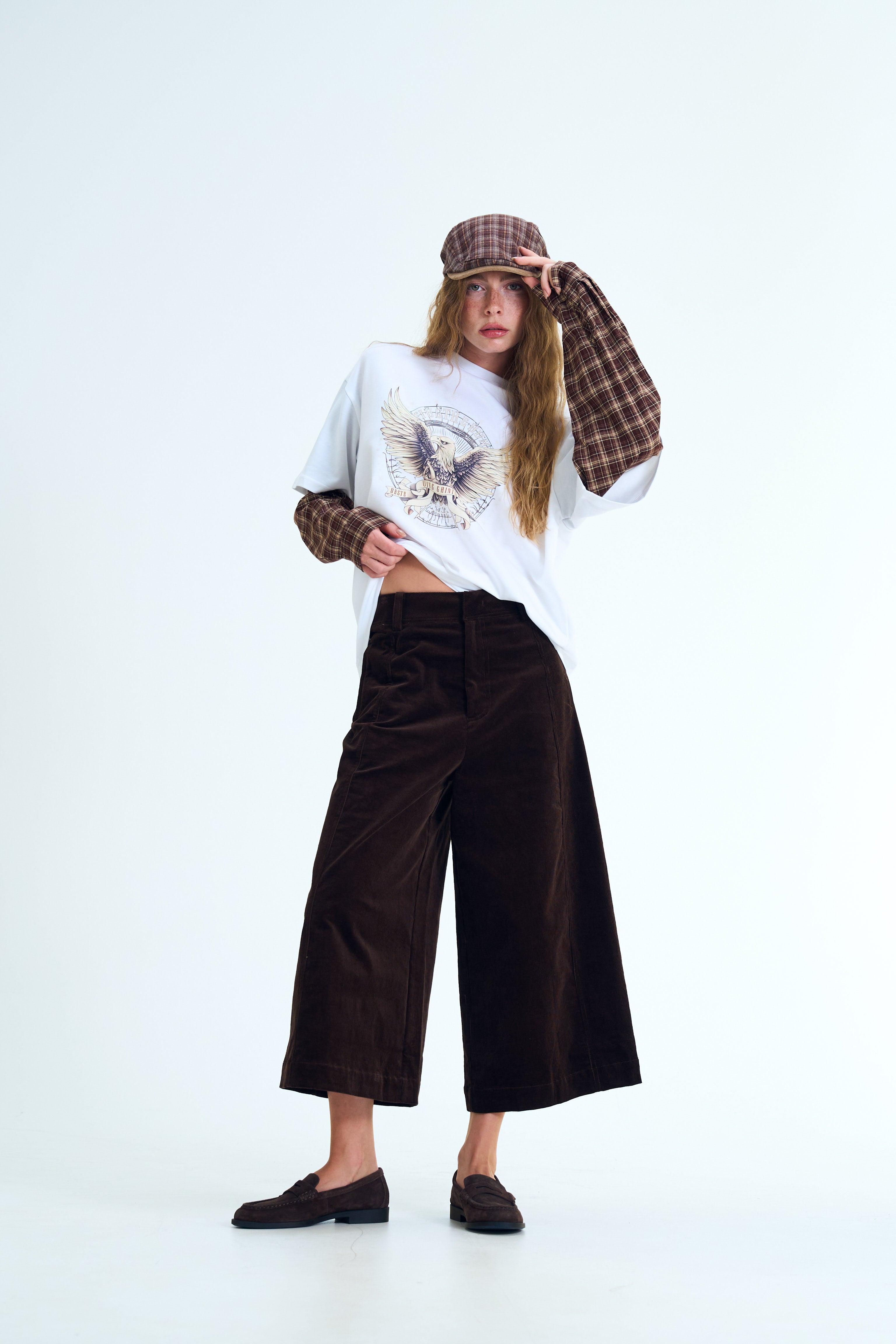 מכנס אור קורדרוי חום