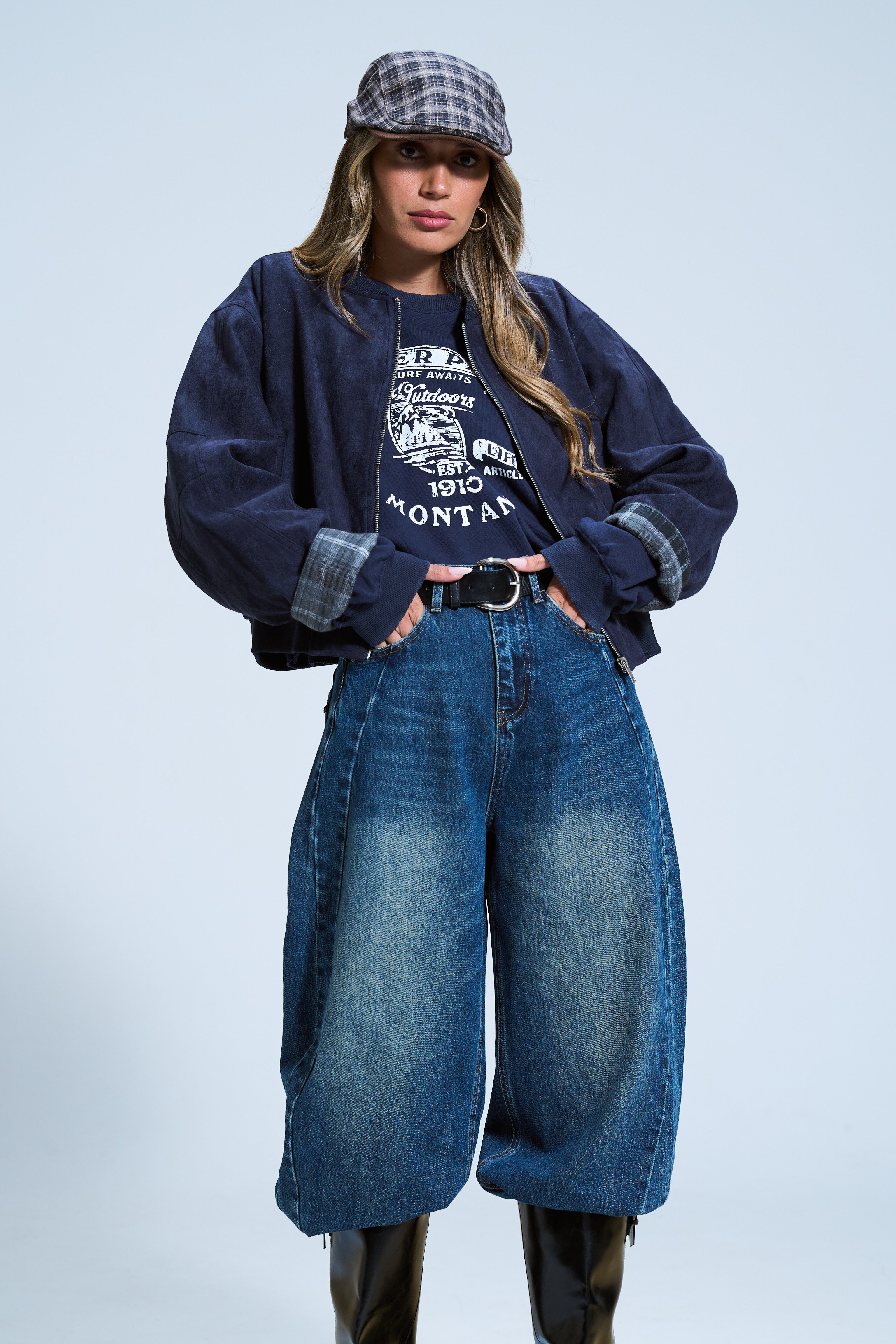 ג׳קט אדלי זמש כחול