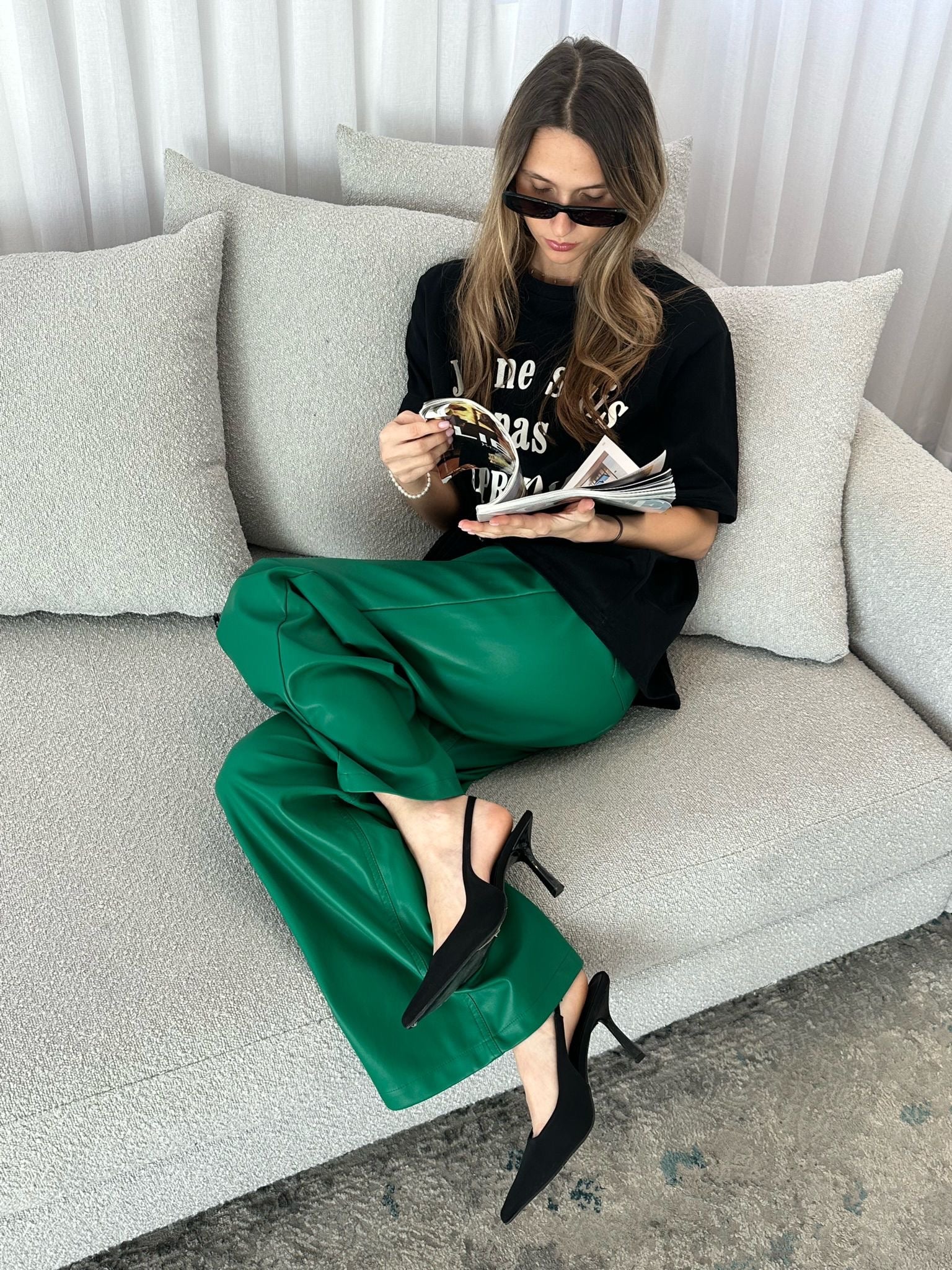 מכנס דמוי עור מייסון ירוק