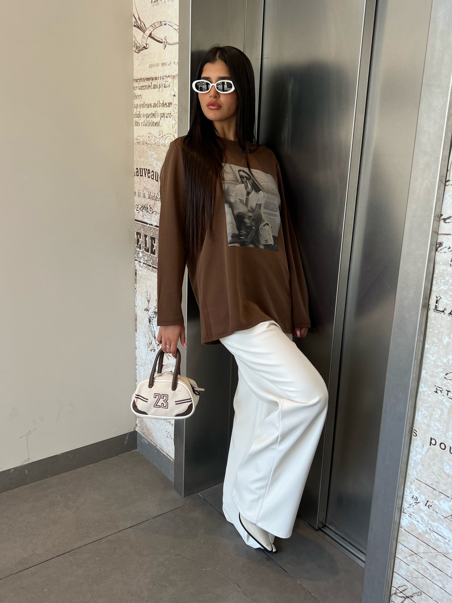 מכנס דמוי עור מייסון שמנת