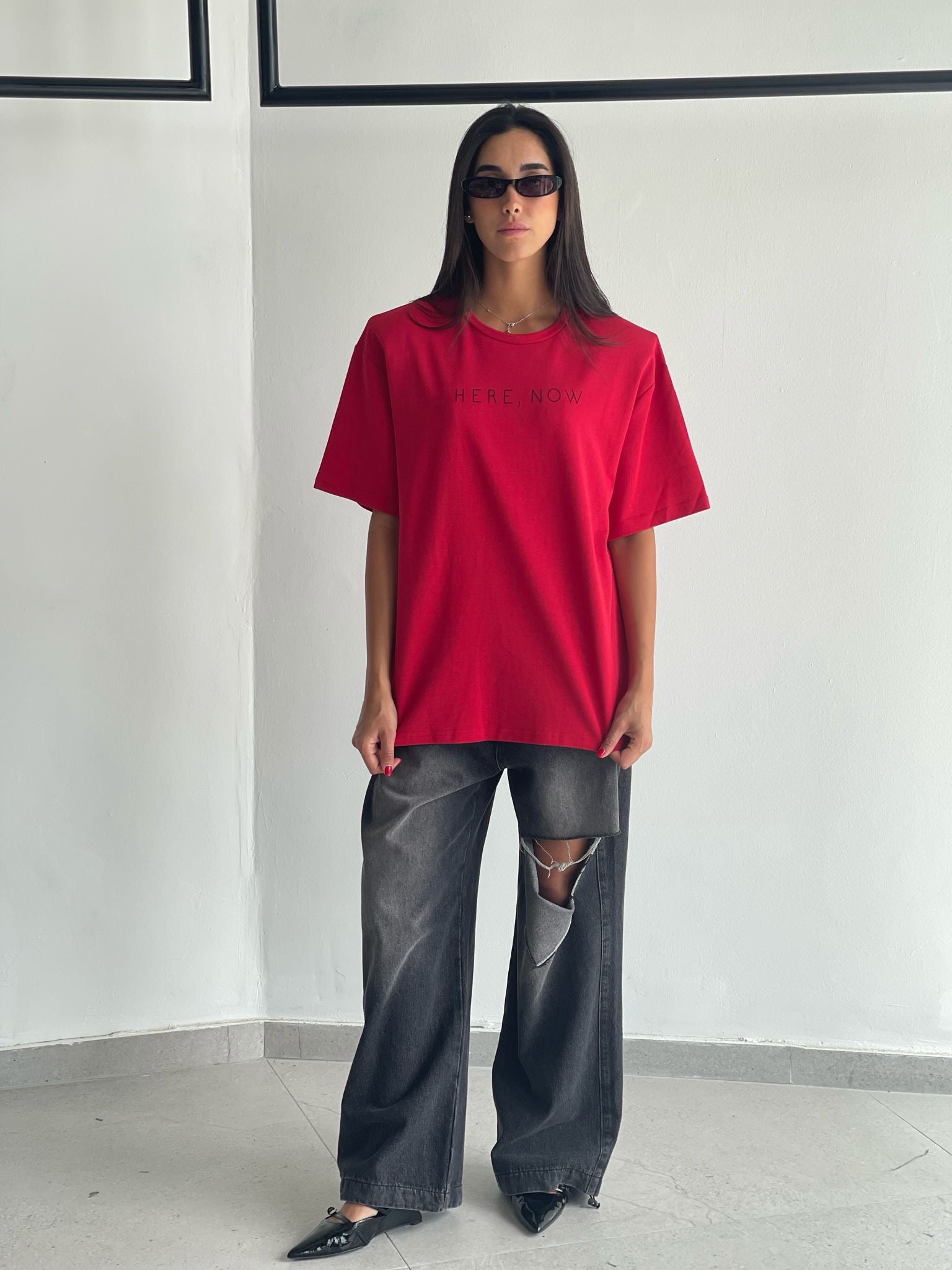 חולצת מאור אוברסייז אדום