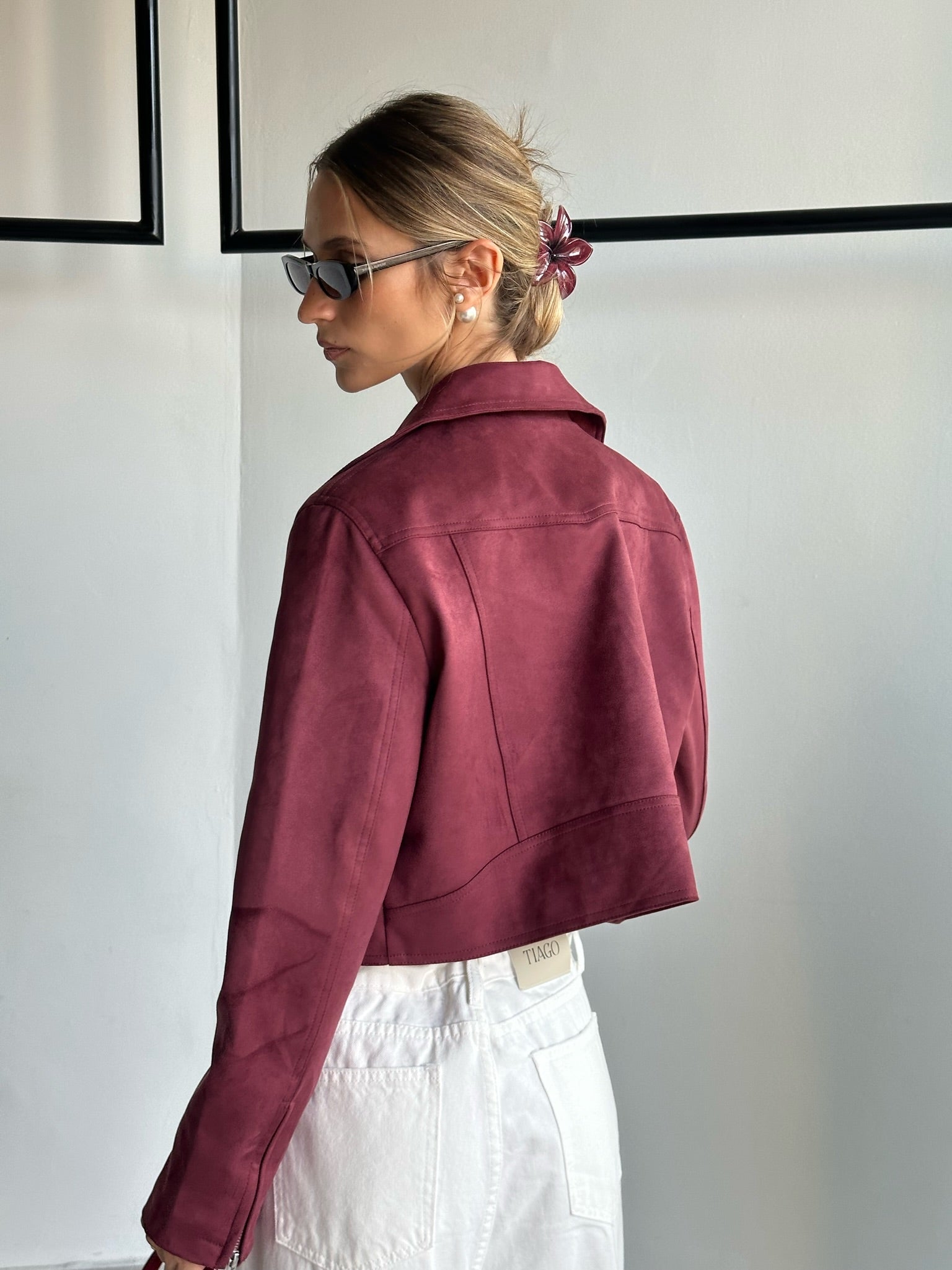 ג׳קט לורי זמש בורדו