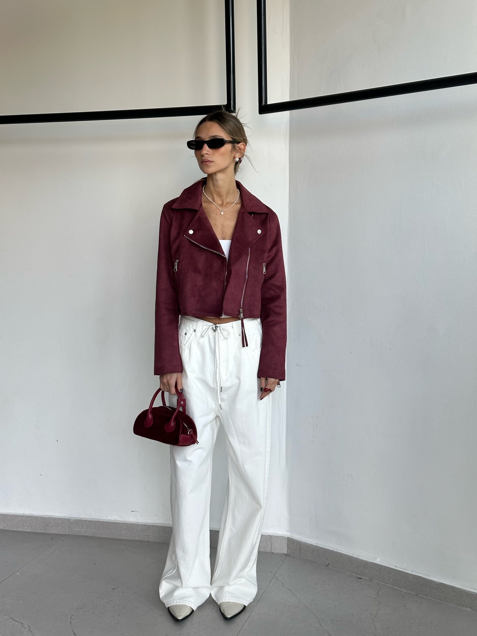 ג׳קט לורי זמש בורדו