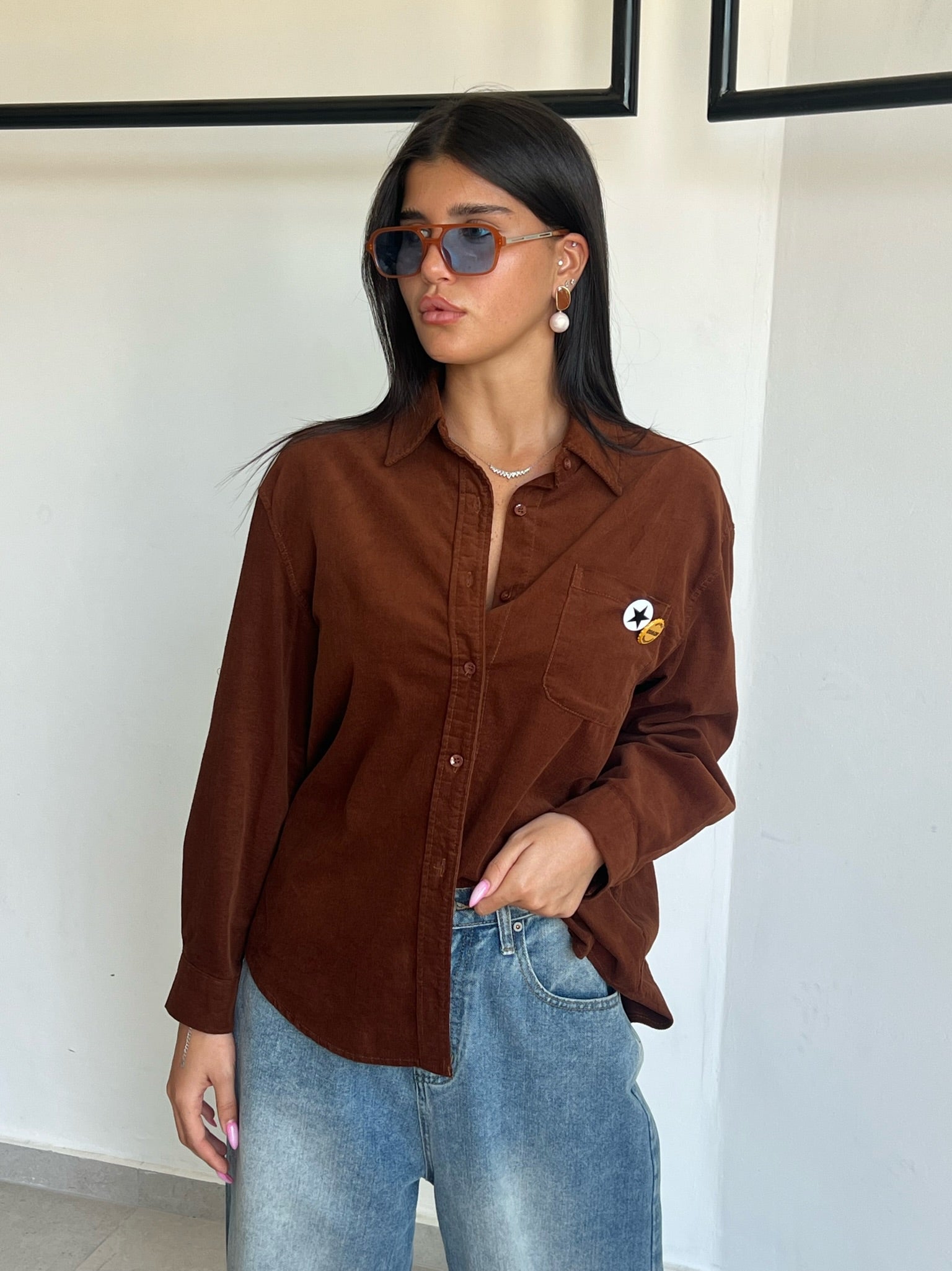 חולצת מרום קורדרוי חום