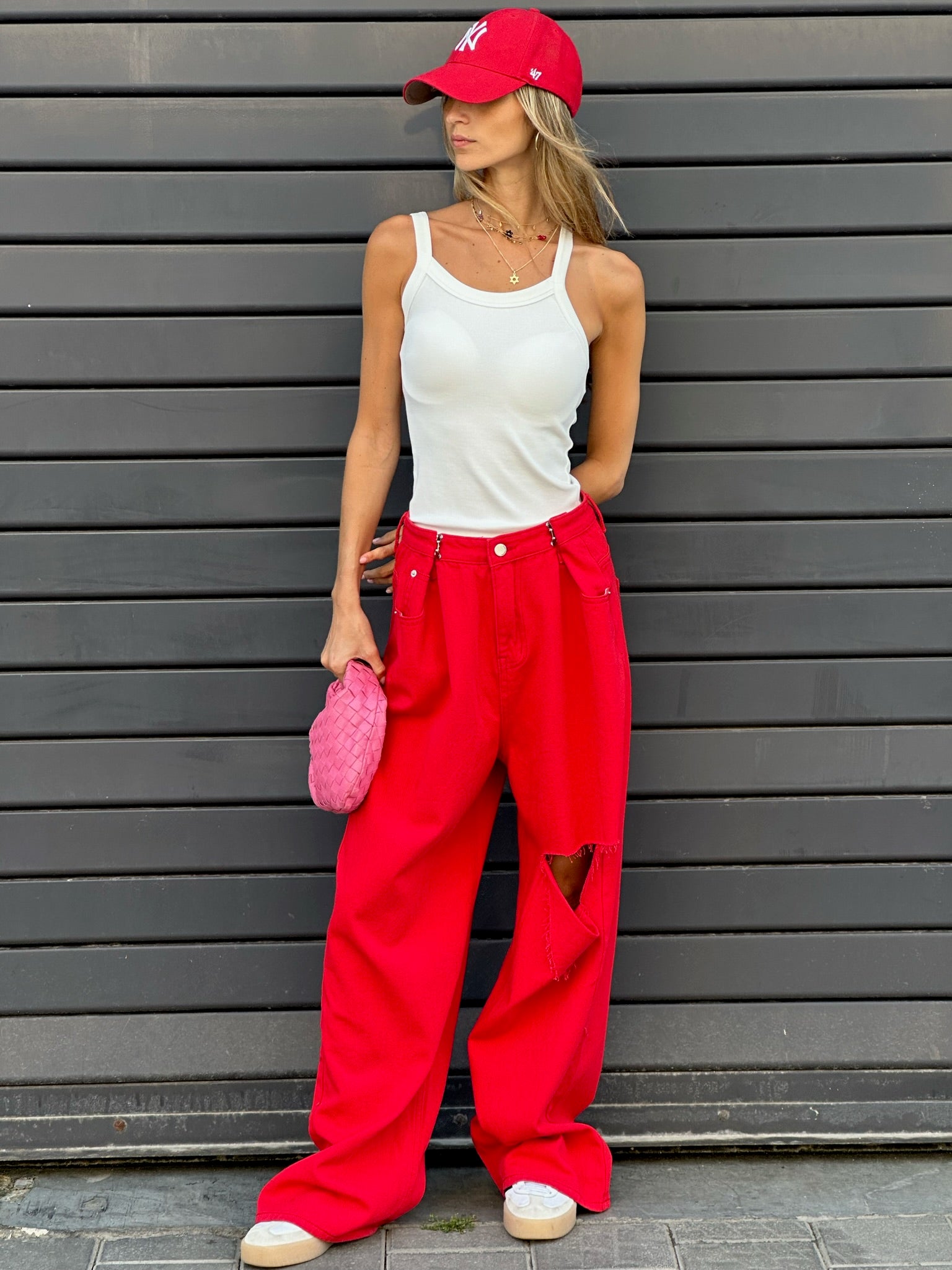 מכנס ג׳ינס ליהי אדום