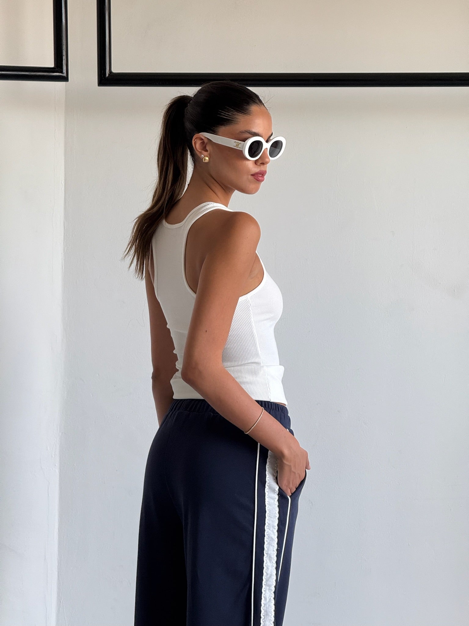 מכנס לין כחול